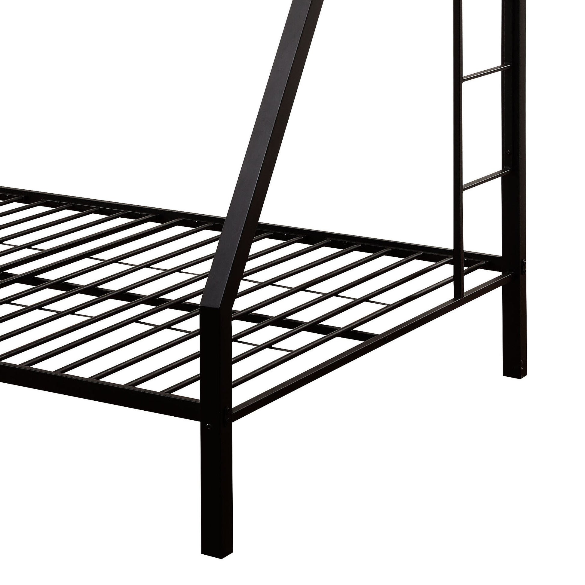 Black metal bunk bed frame with ladder detail modern design