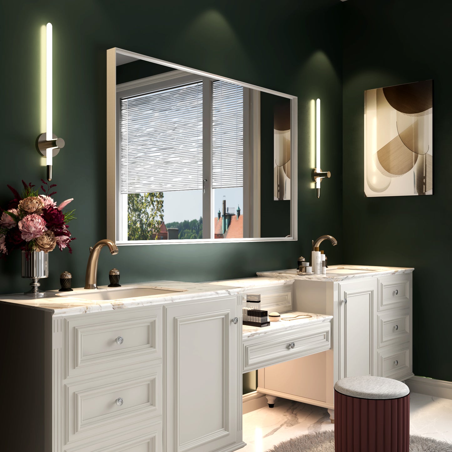 Elegant brass faucet with antique brass finish perfect for a luxury bathroom vanity