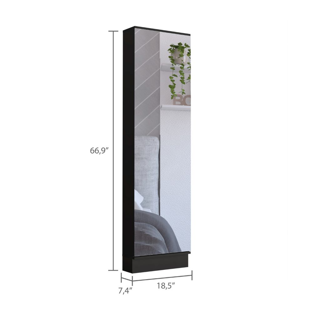 Tall black framed floor mirror with shelf  height