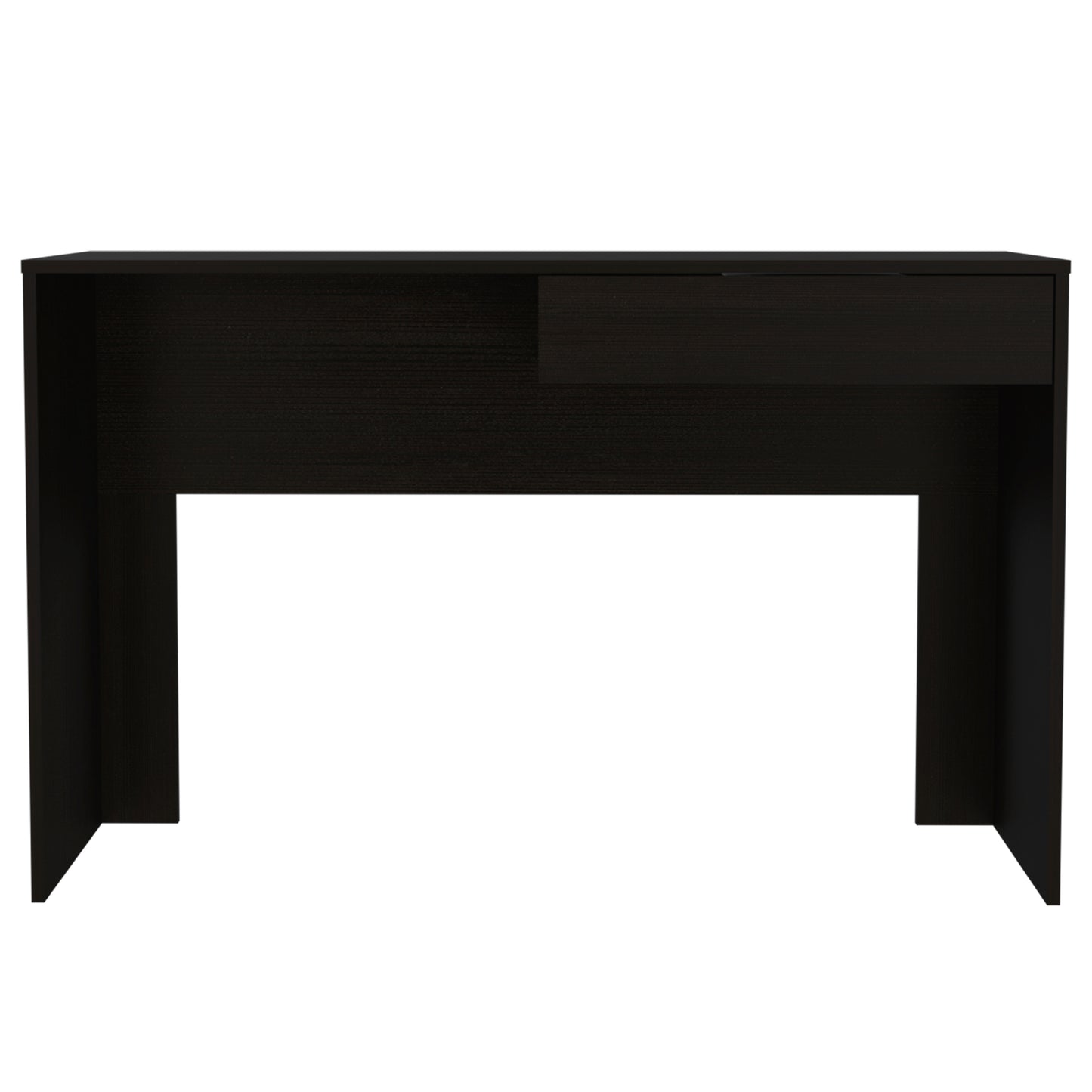 Dark espresso modern console table with one drawer and open shelf