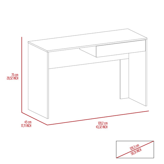 Simple modern white desk with one drawer cm wide perfect for a home office