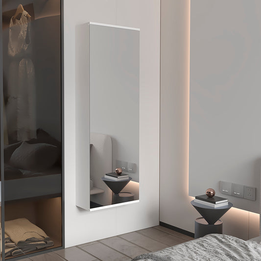 Contemporary white fulllength wall mirror slim profile modern bedroom accent