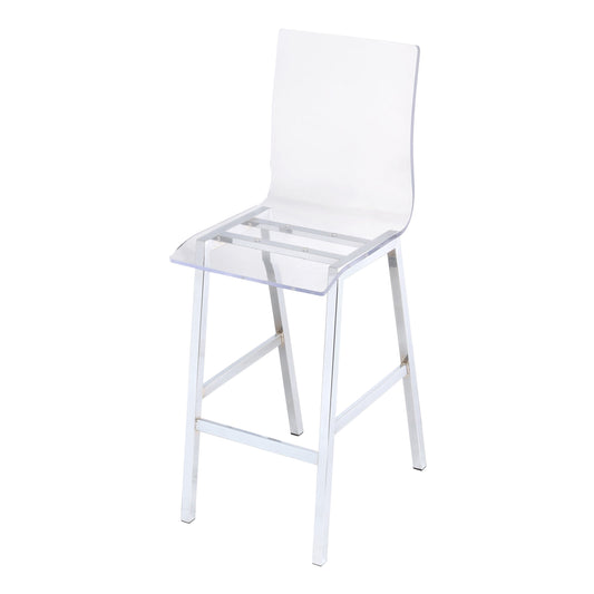 Clear acrylic bar stool with polished chrome frame modern kitchen seating