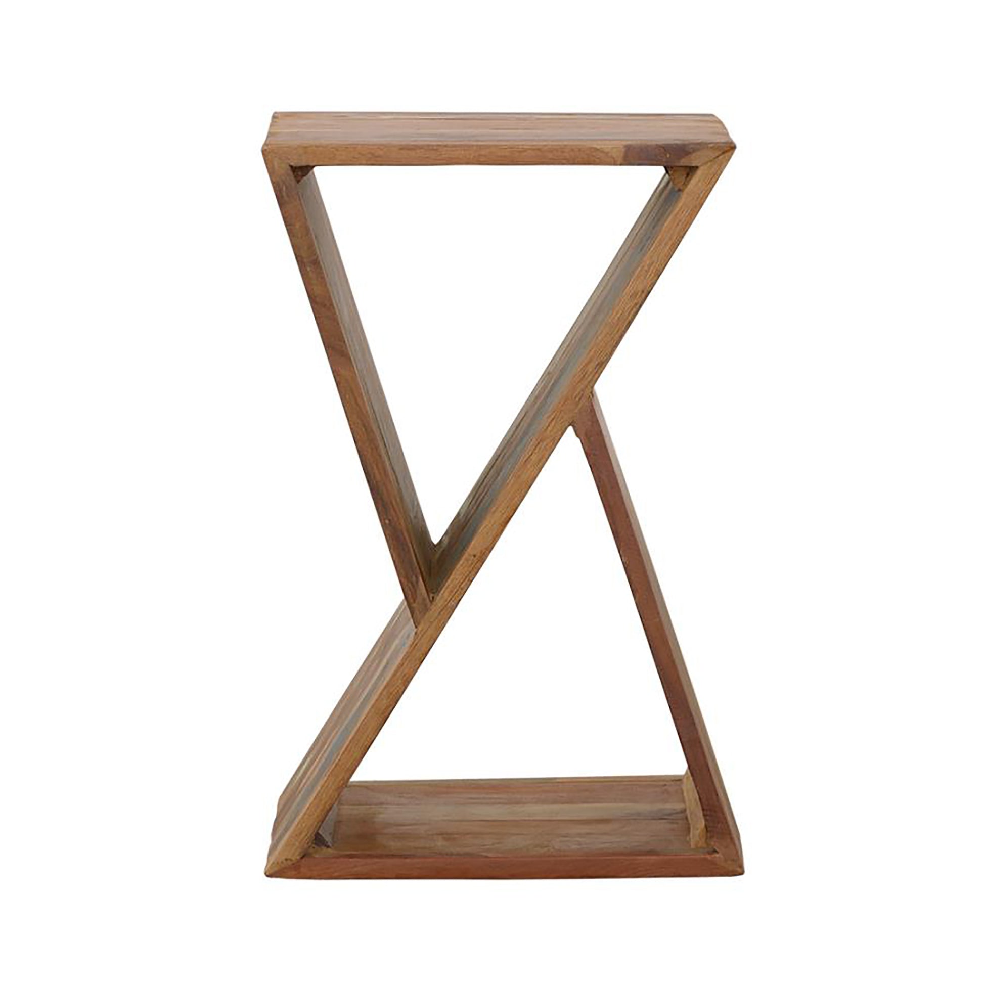 Geometric wood side table with angular design natural finish perfect accent for modern homes