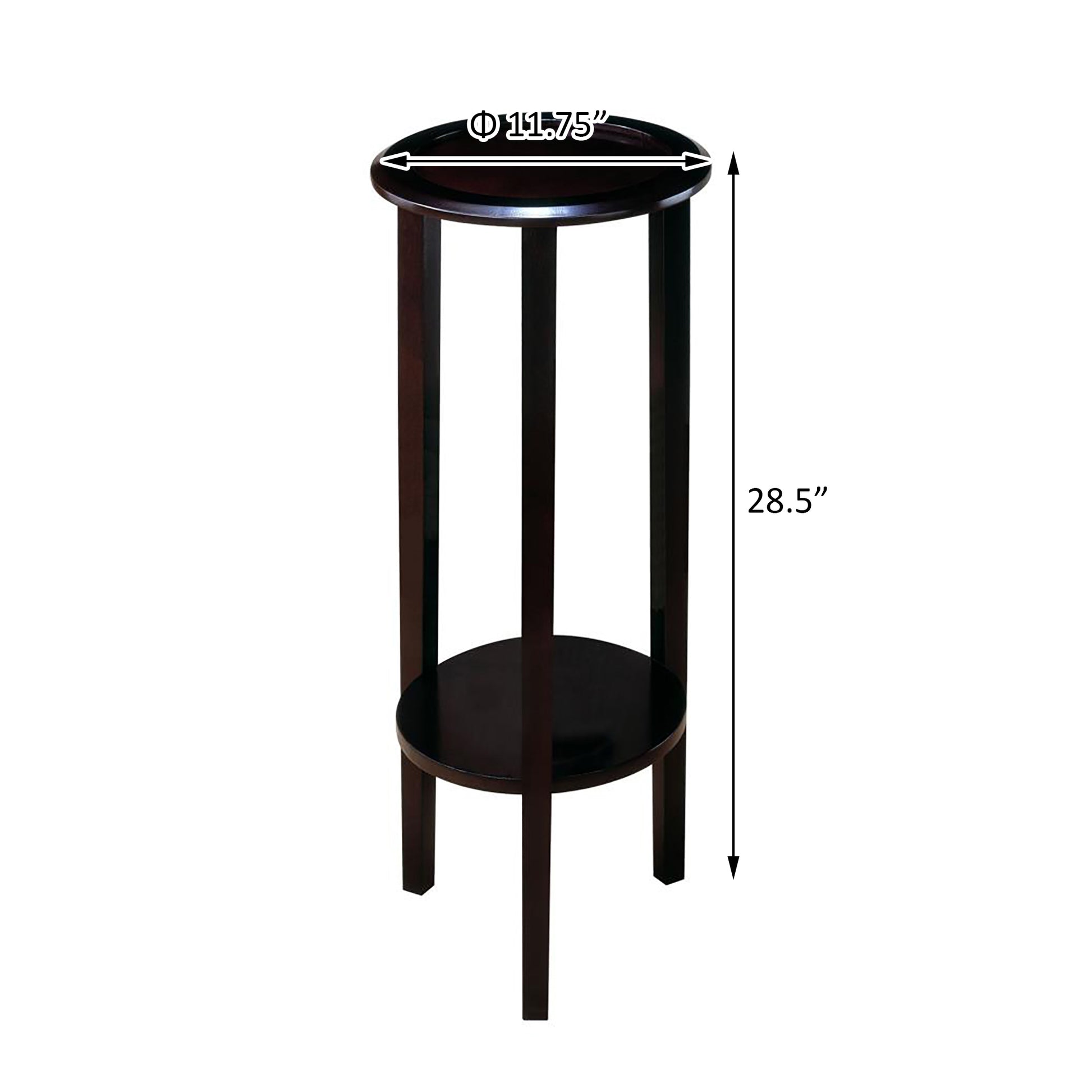 Dark brown wooden plant stand with two tiers  inches tall
