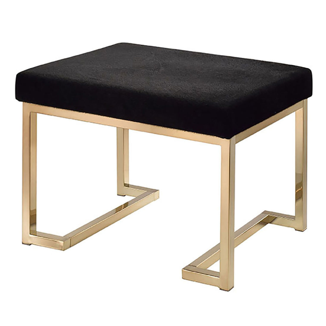 Black velvet bench with modern gold metal legs