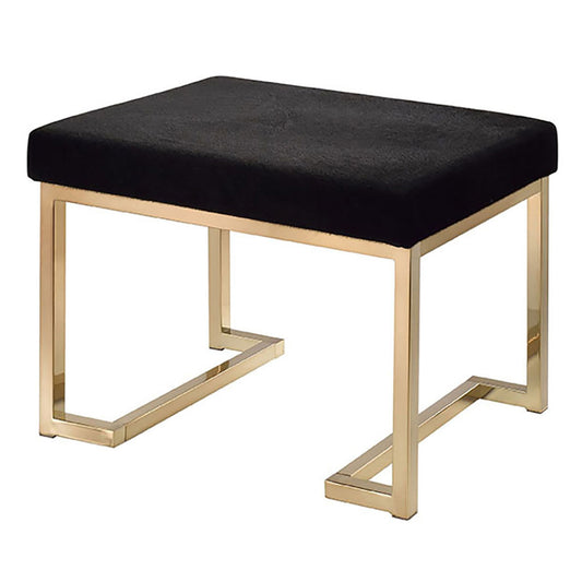 Black velvet bench with modern gold metal legs