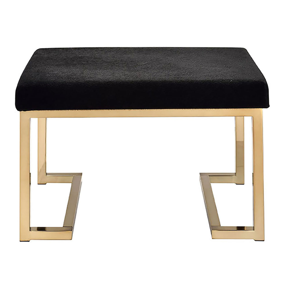 Black velvet bench with modern gold metal base versatile accent seating