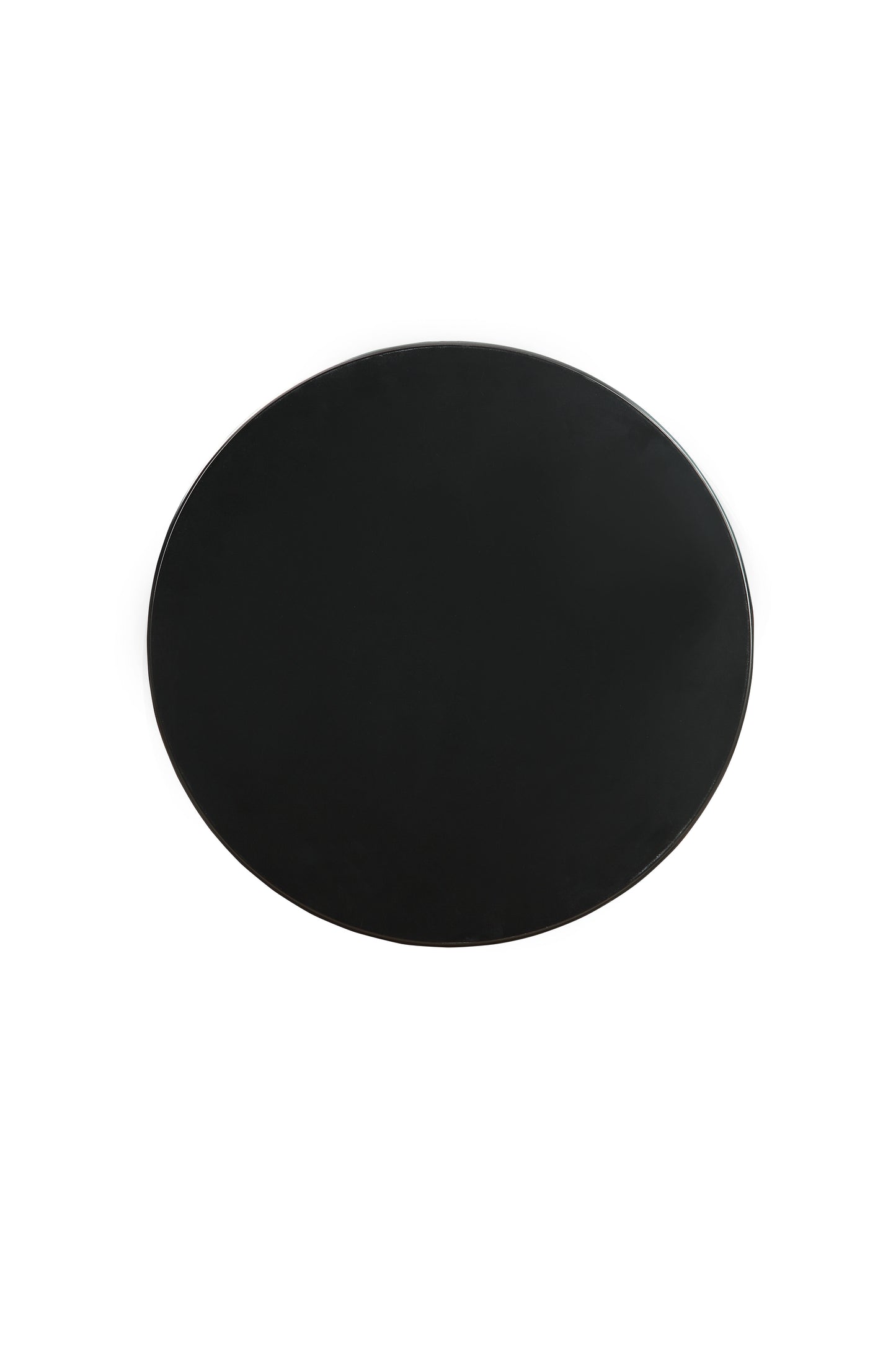 Sleek black round metal tabletop with smooth edges ideal for modern furniture