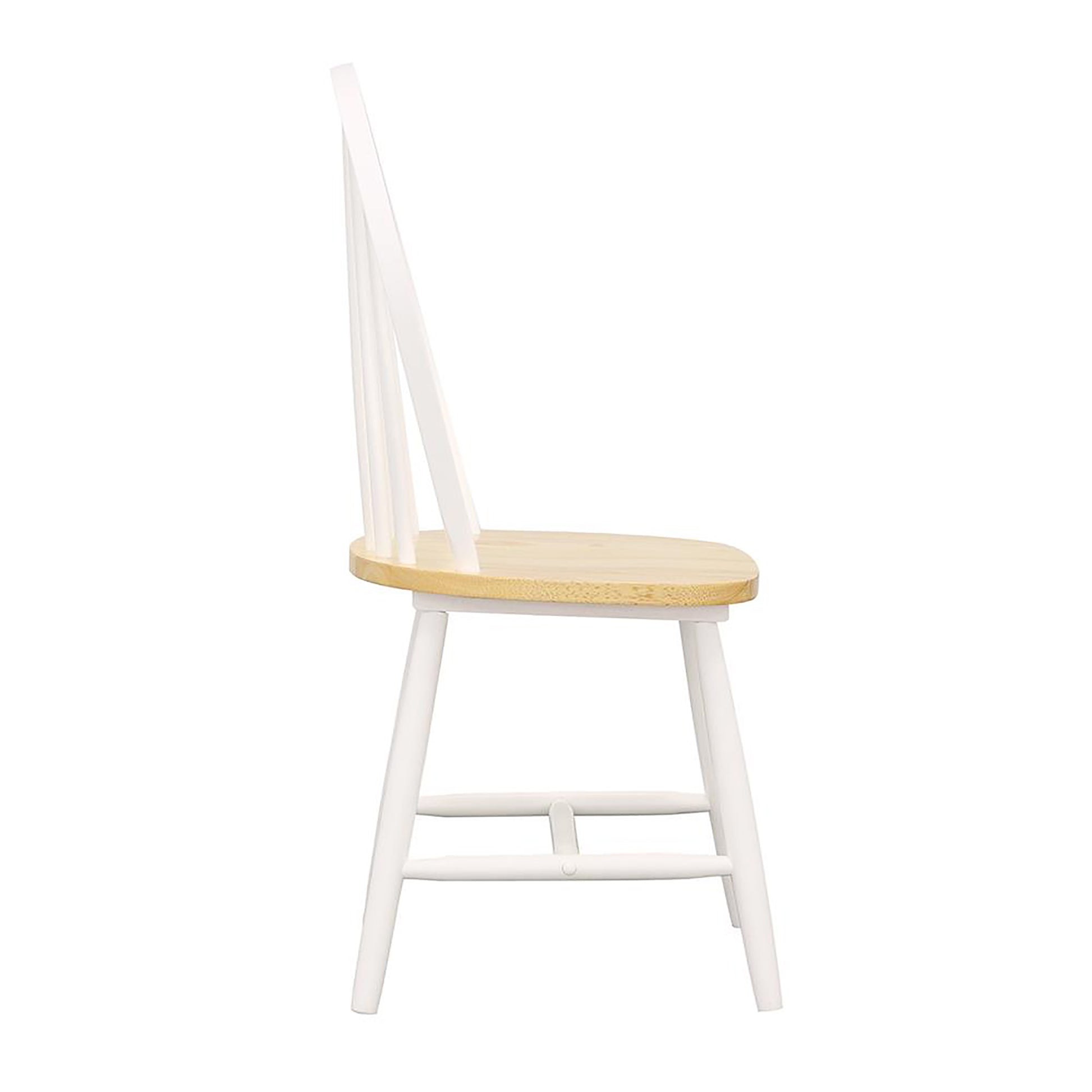 White Windsor chair with natural wood seat ideal for kitchen dining spaces