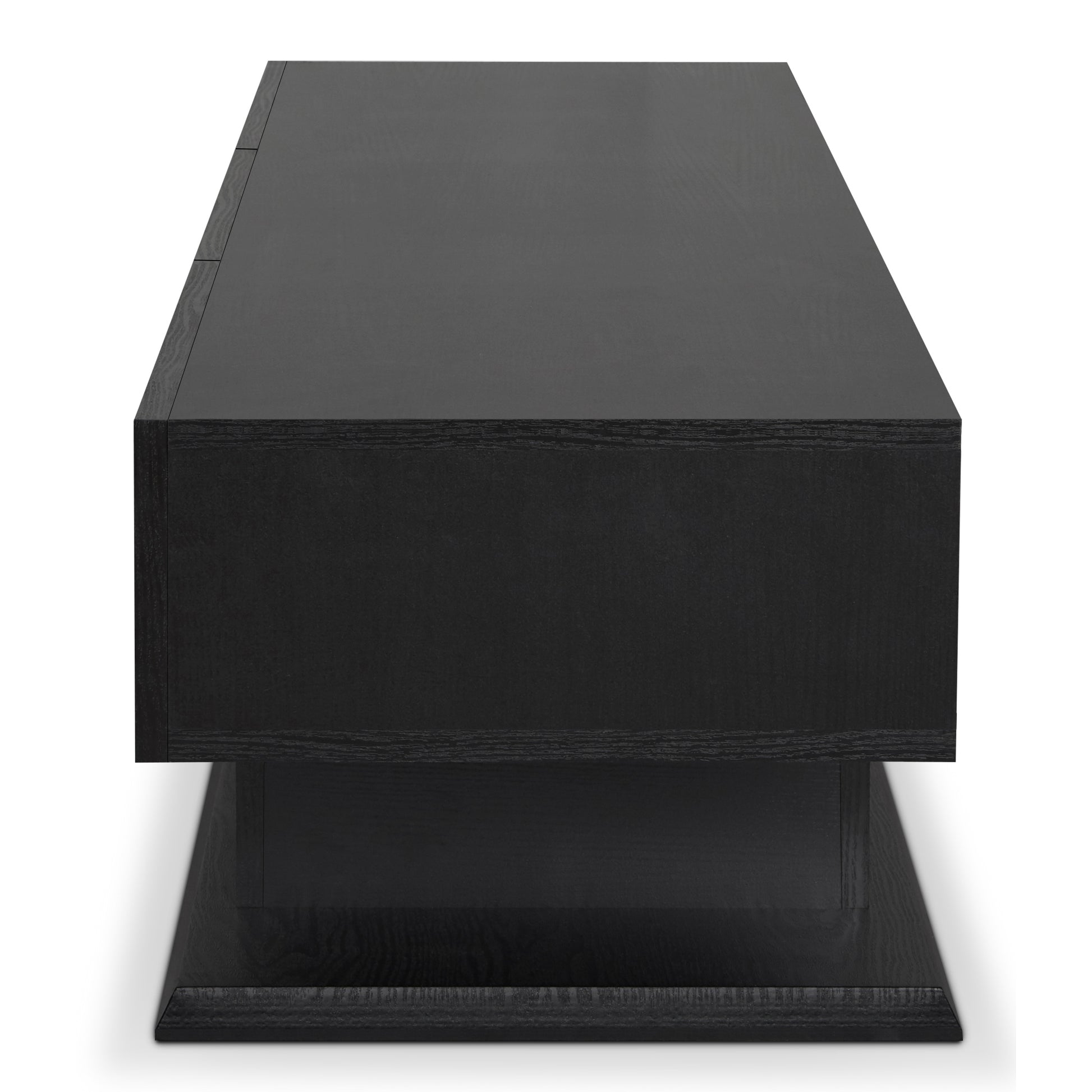 Black oak media console with sleek modern design and ample storage