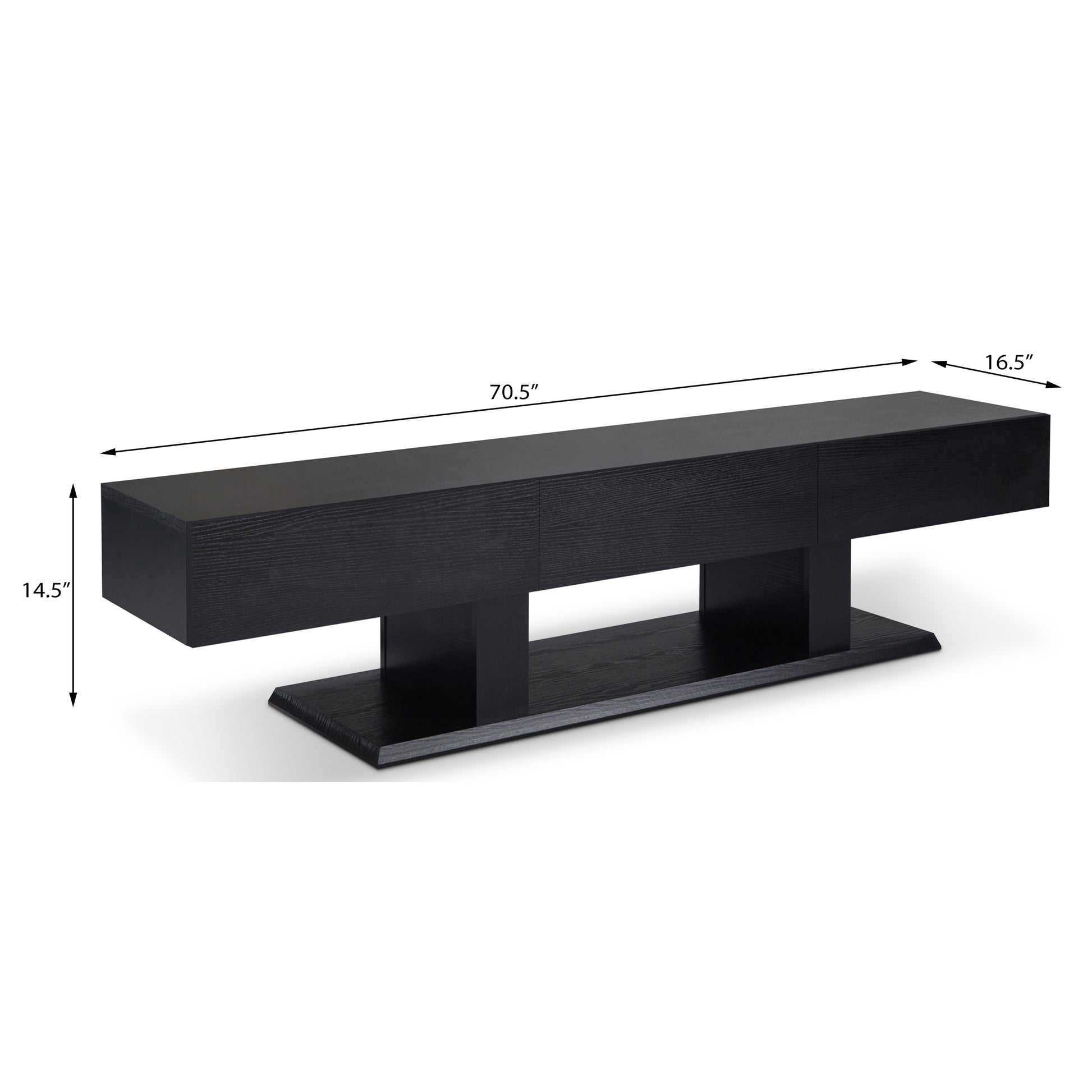Modern black TV stand with clean lines and open shelf  L