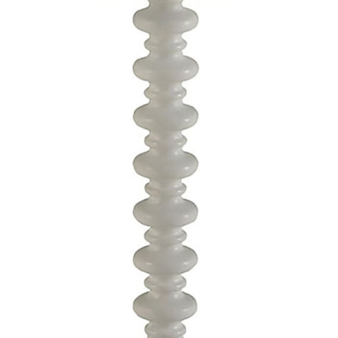 White plastic decorative bead strand with stacked bulbous shapes