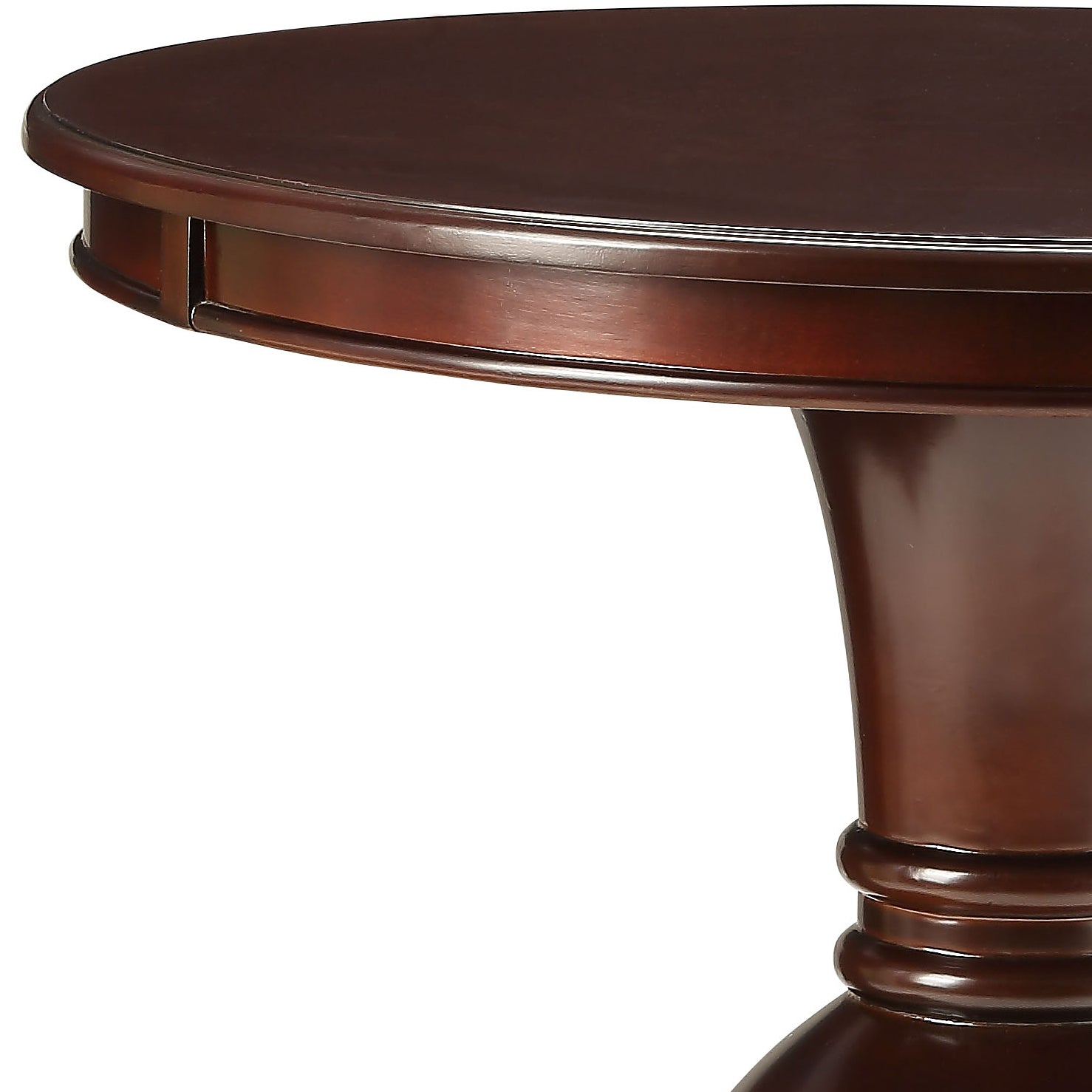 Dark cherry wood round dining table with pedestal base