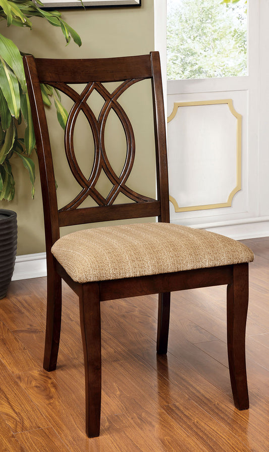 TREATLIFE HOME Classic Transitional Dining Chairs Set of 2, Brown Cherry Finish with Padded Fabric Seats, Elegant Design for Dining Room