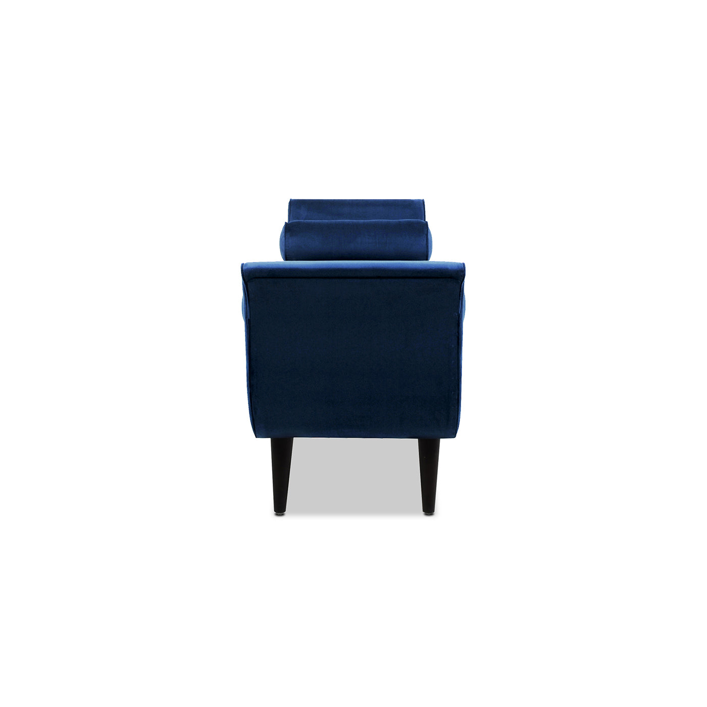 Navy blue velvet armchair with plush cushions