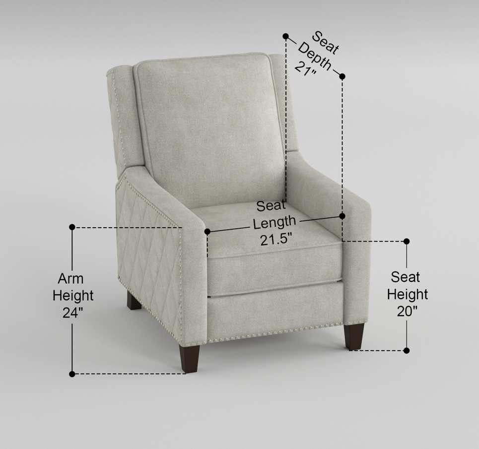 Quilted accent armchair in light beige fabric with tufted backrest and silver nailhead trim