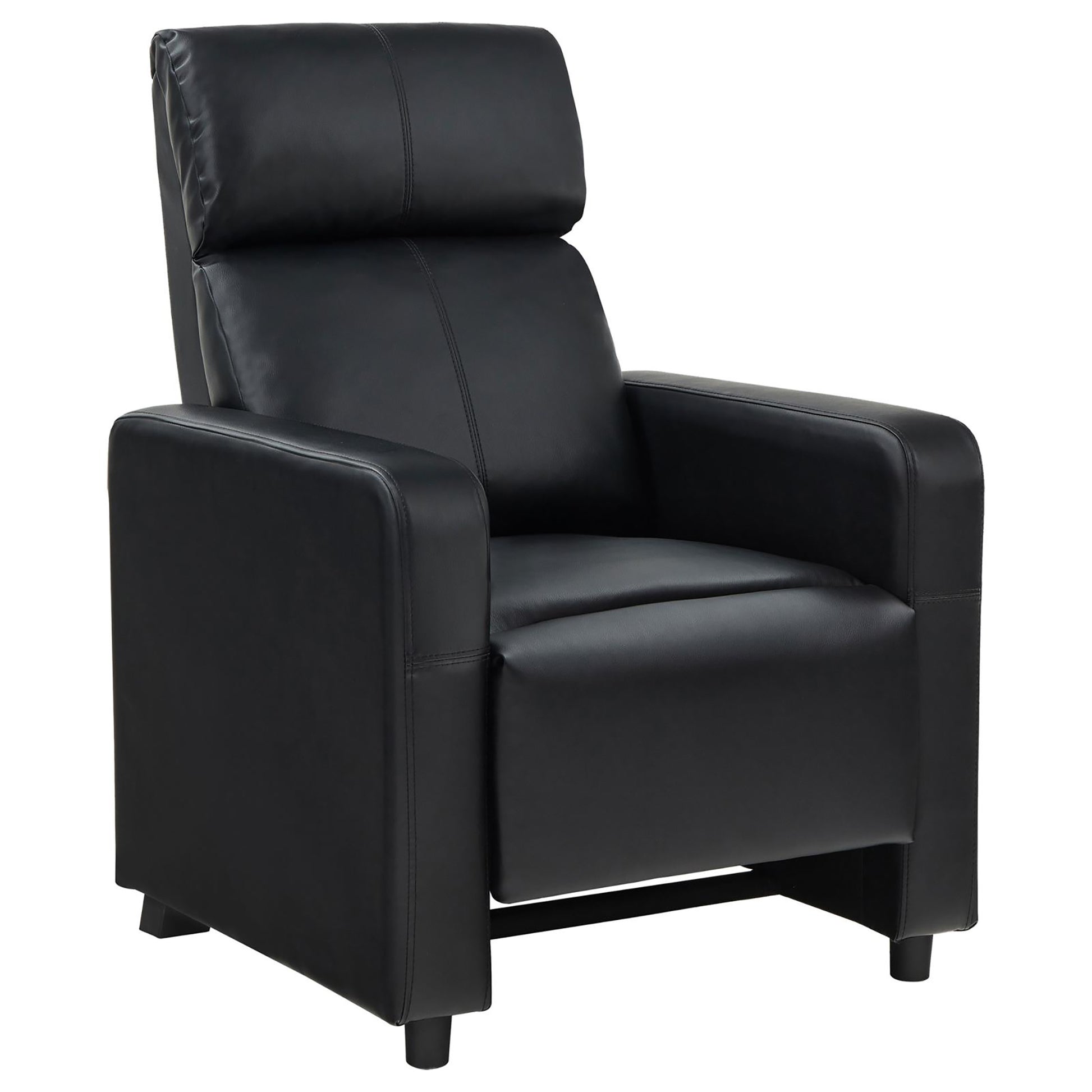 Black faux leather recliner chair with plush cushioning for ultimate comfort