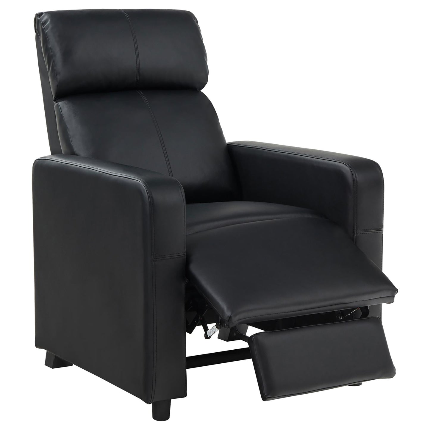 Black leather recliner chair with footrest extended ideal for living room comfort
