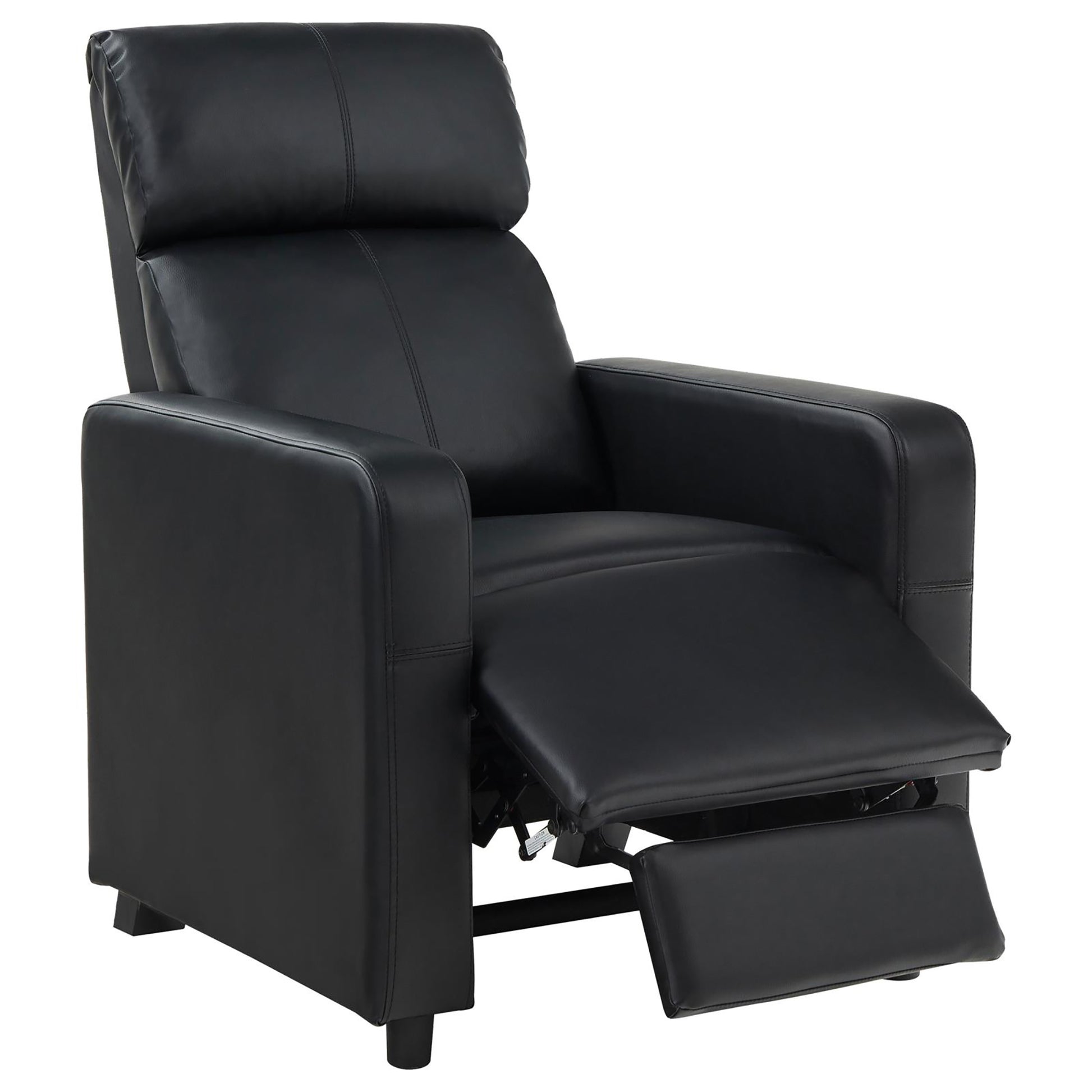 Black leather recliner chair with footrest extended ideal for living room comfort