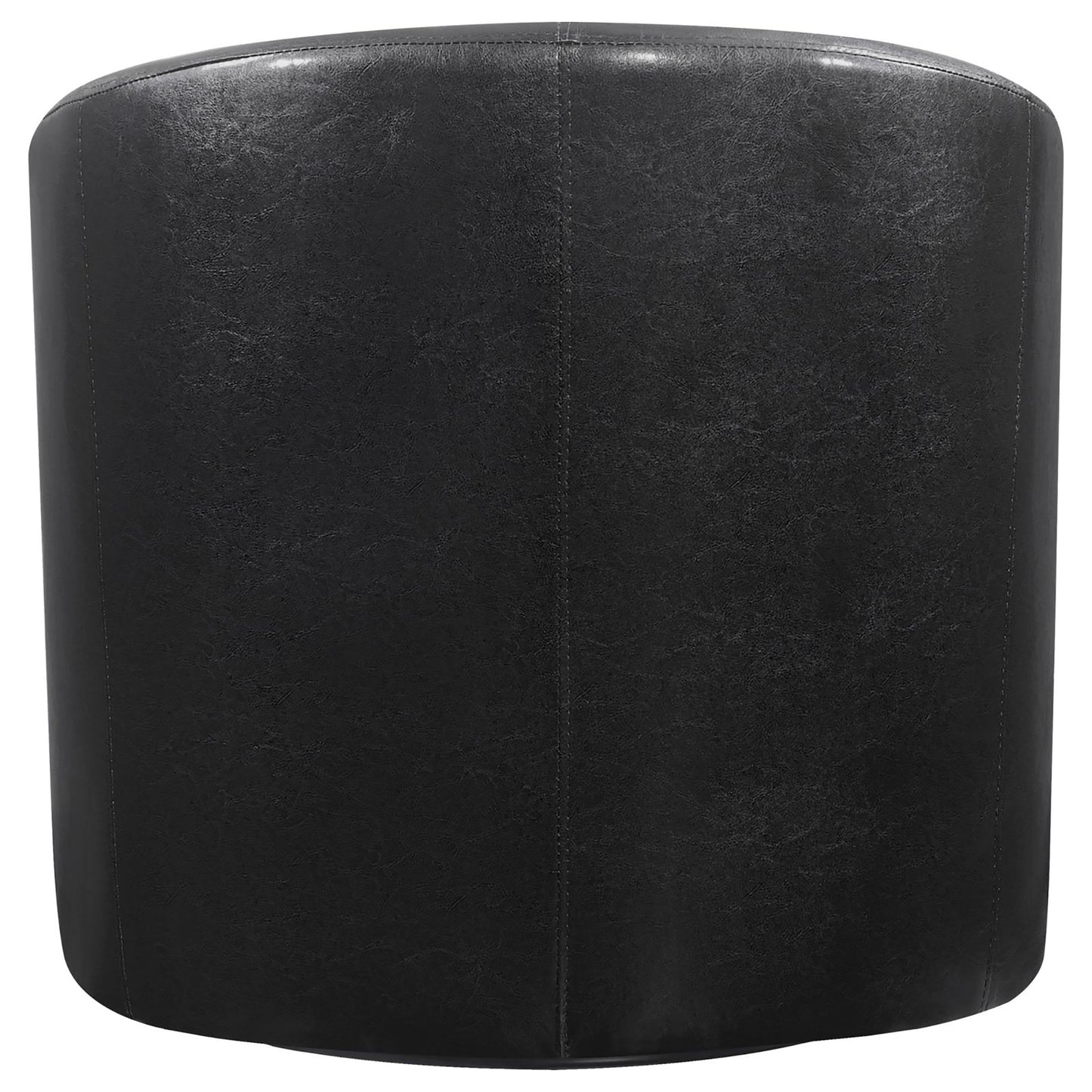 Black faux leather swivel stool with textured finish and curved back