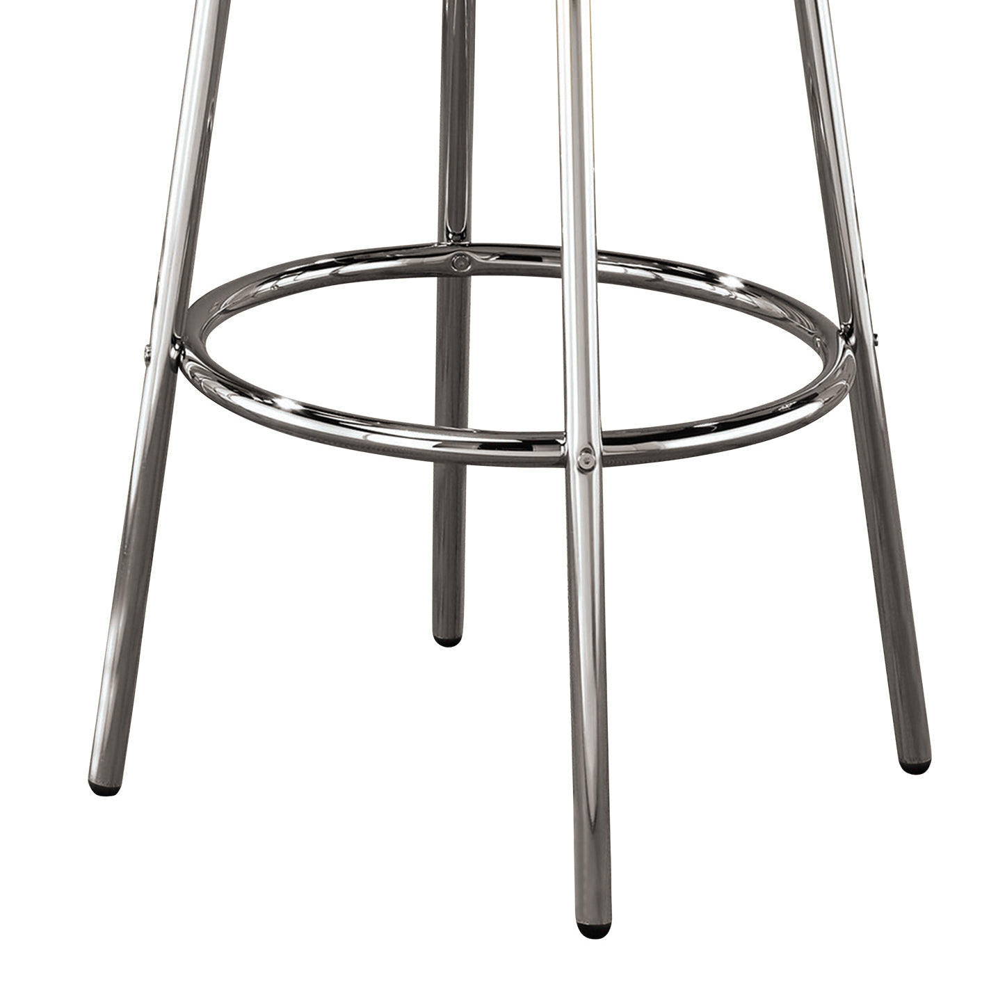 Polished chrome bar stool legs with circular footrest