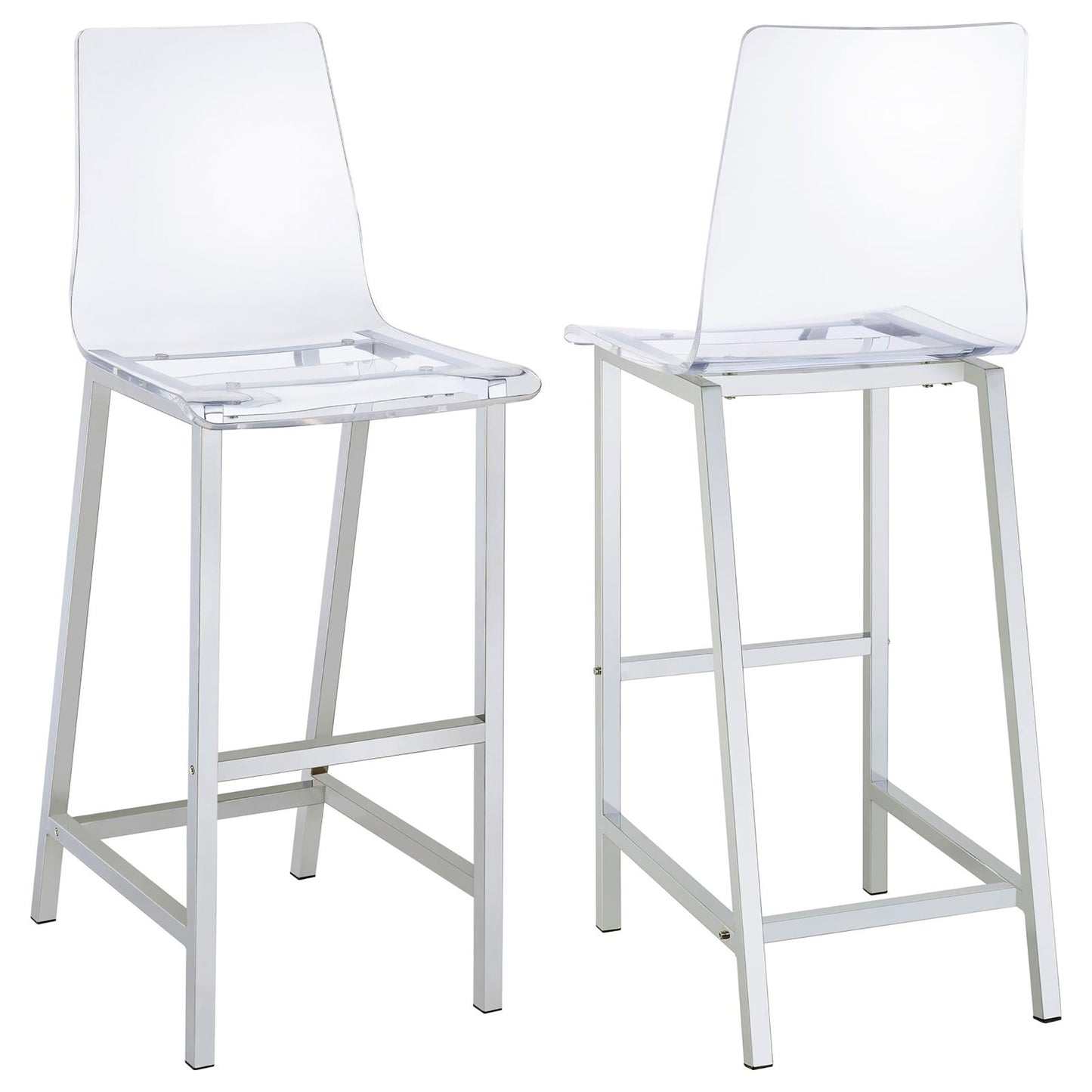 Transparent acrylic bar stool with a modern silver metal frame