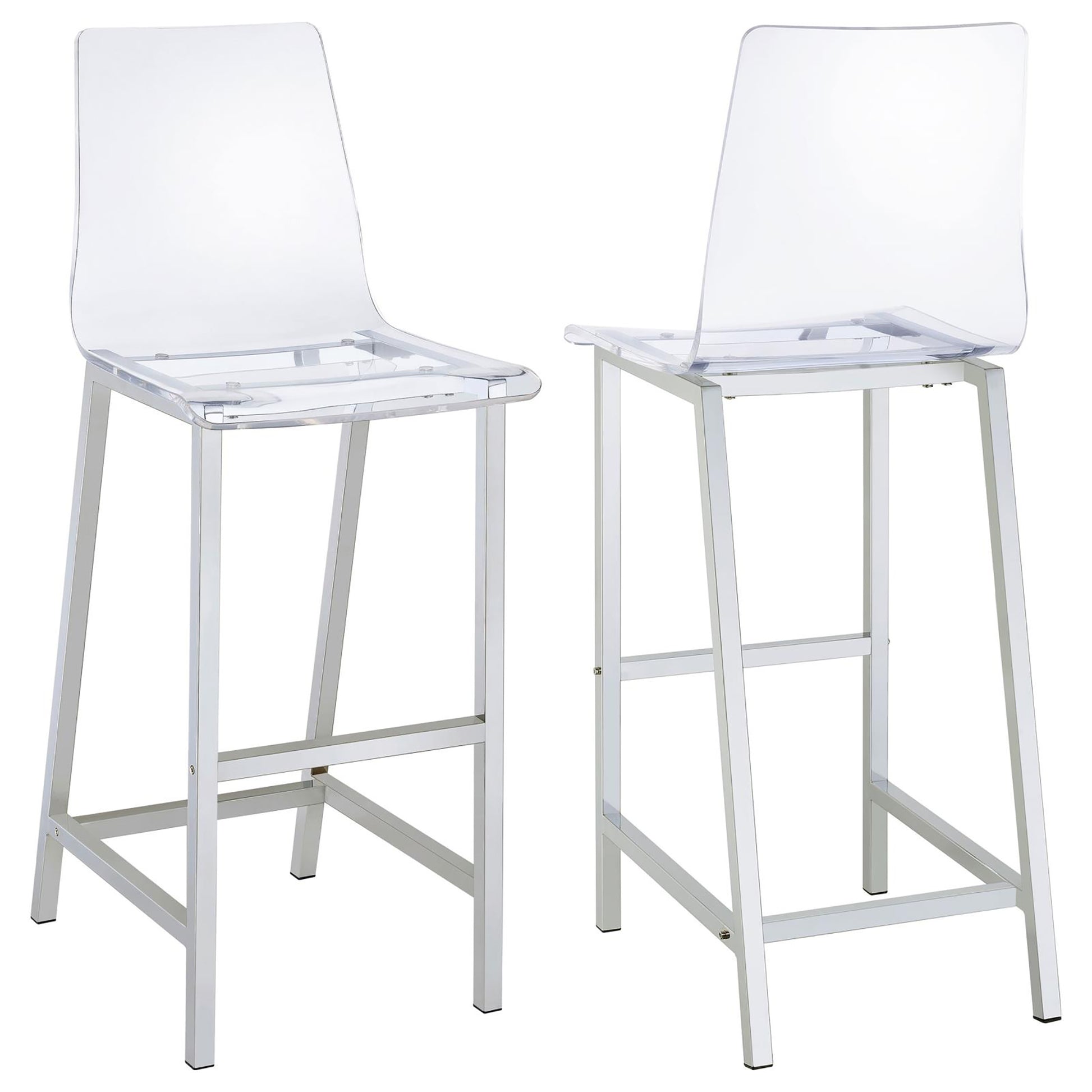 Transparent acrylic bar stool with a modern silver metal frame