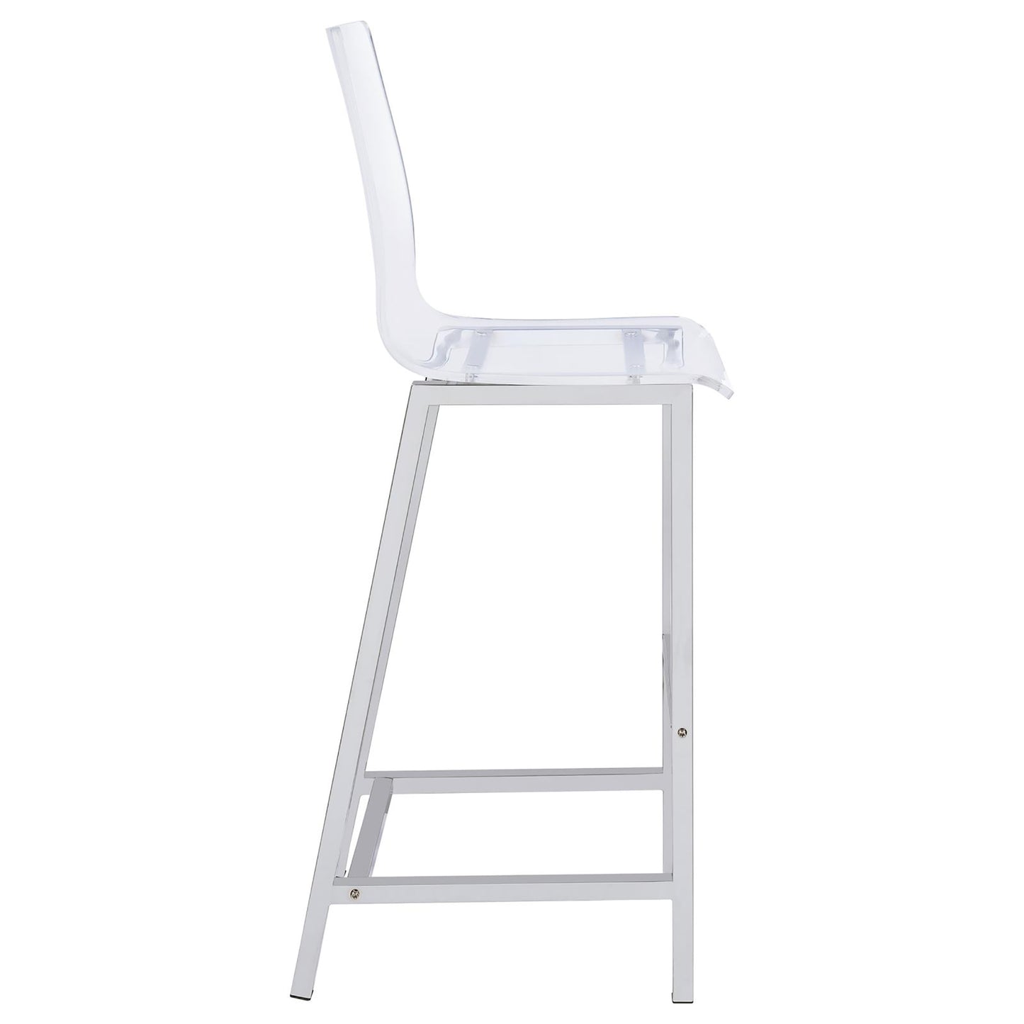 Clear acrylic bar stool with a sleek chrome metal frame