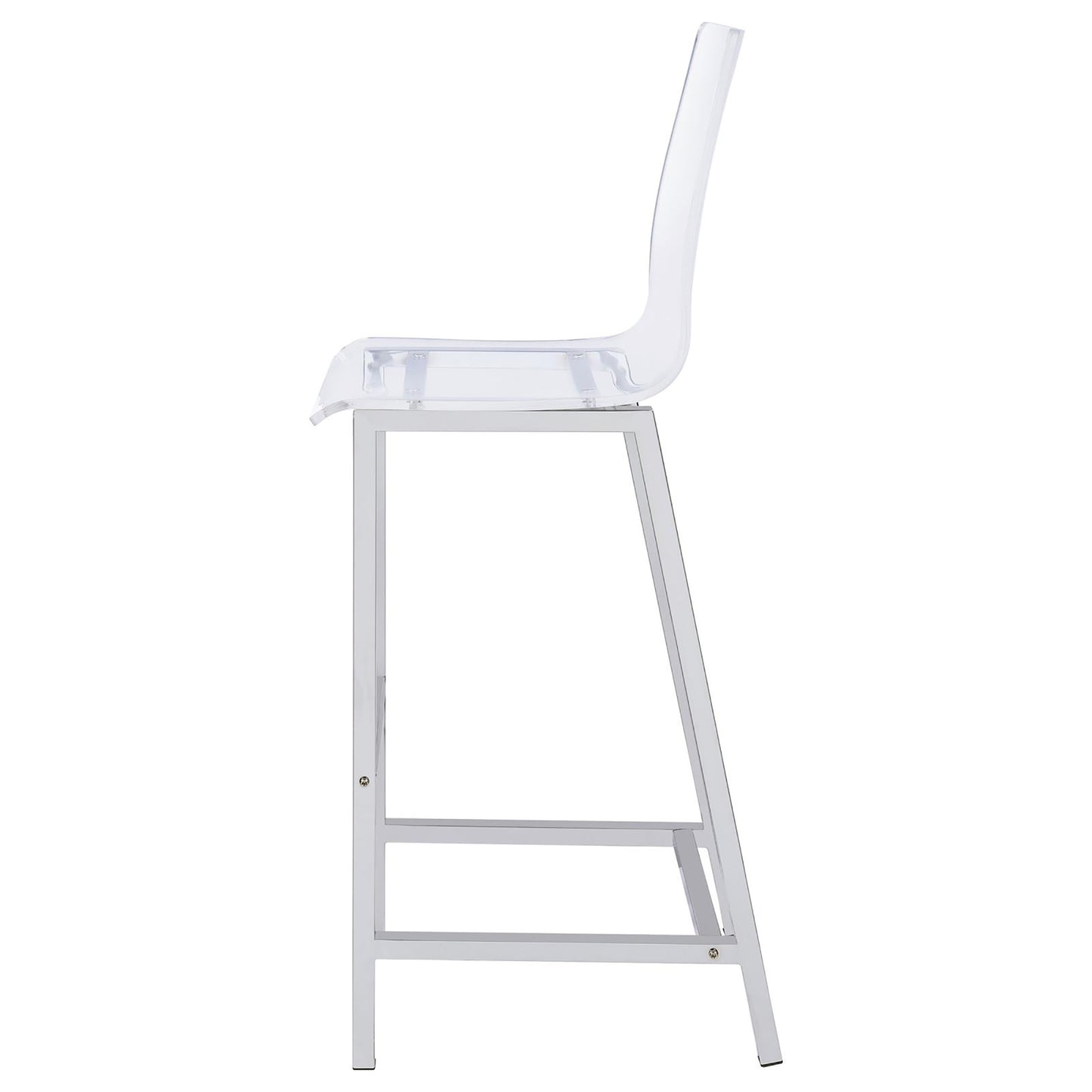 Clear acrylic ghost bar stool with silver metal frame and footrest