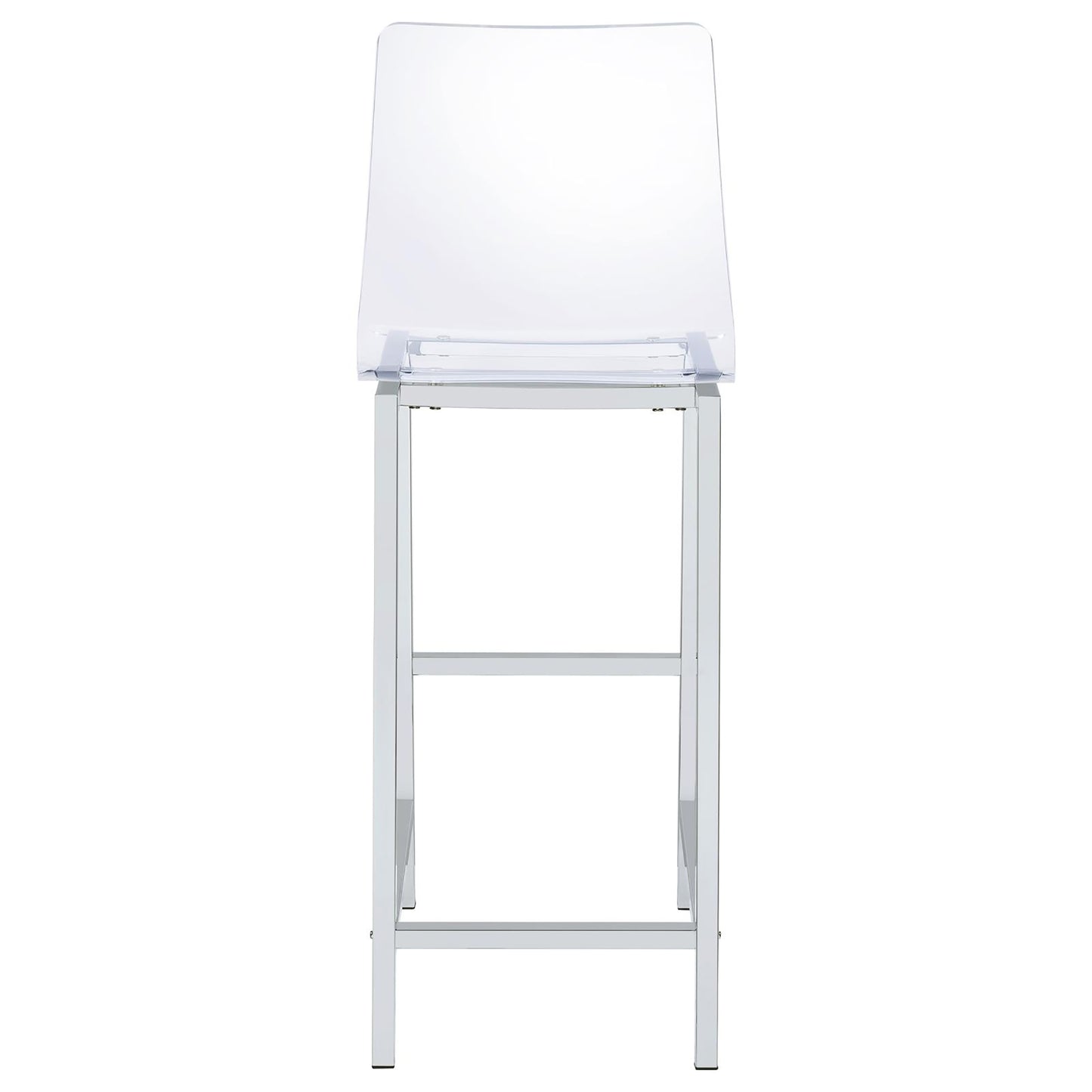 Clear acrylic bar stool with polished chrome frame and footrest