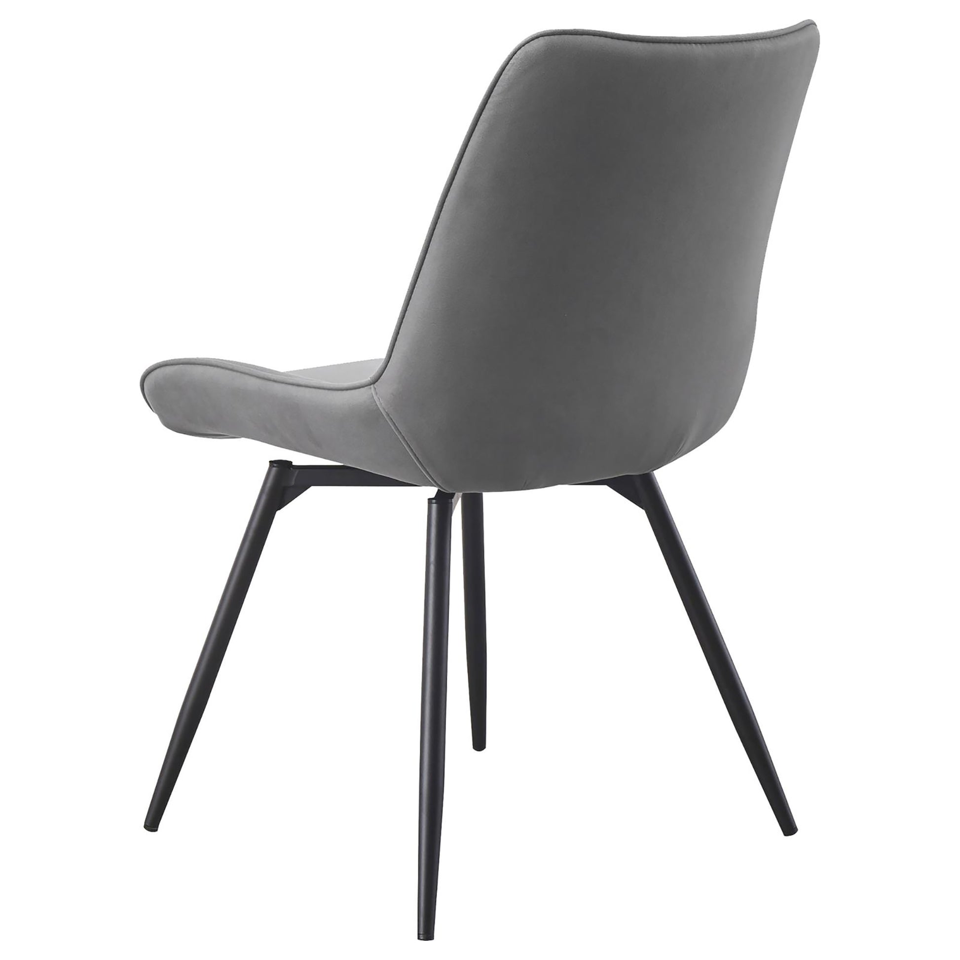 Modern gray velvet dining chair with black metal legs comfortable accent chair for home