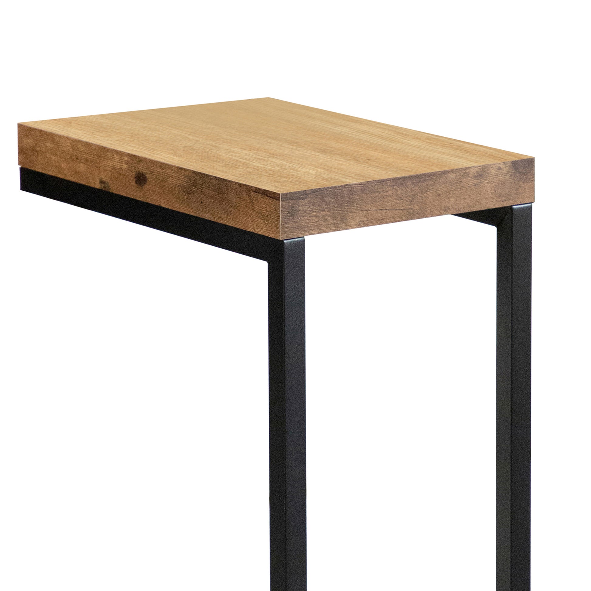 Modern wooden console table with black metal legs