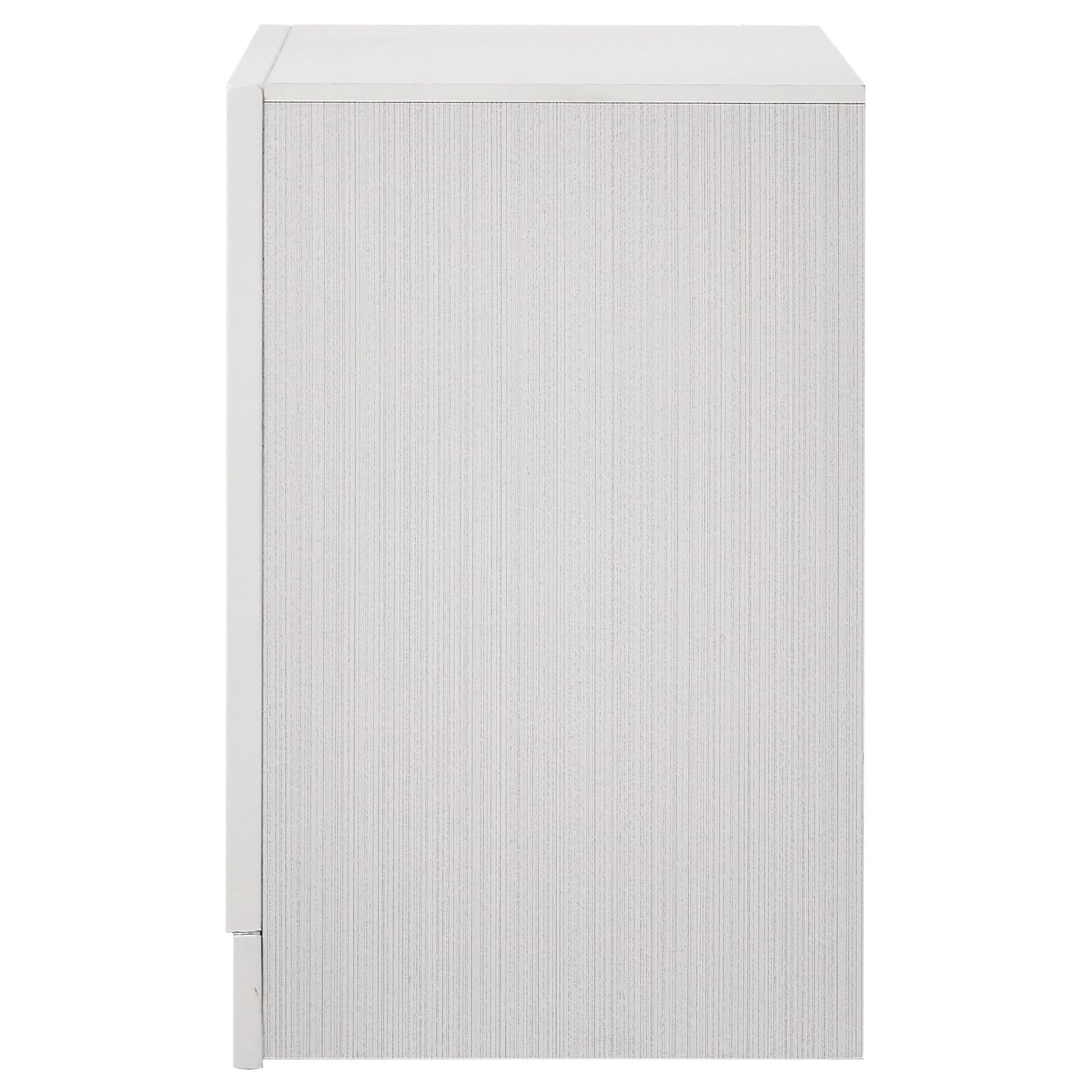 White textured dresser side view minimalist design for bedroom storage