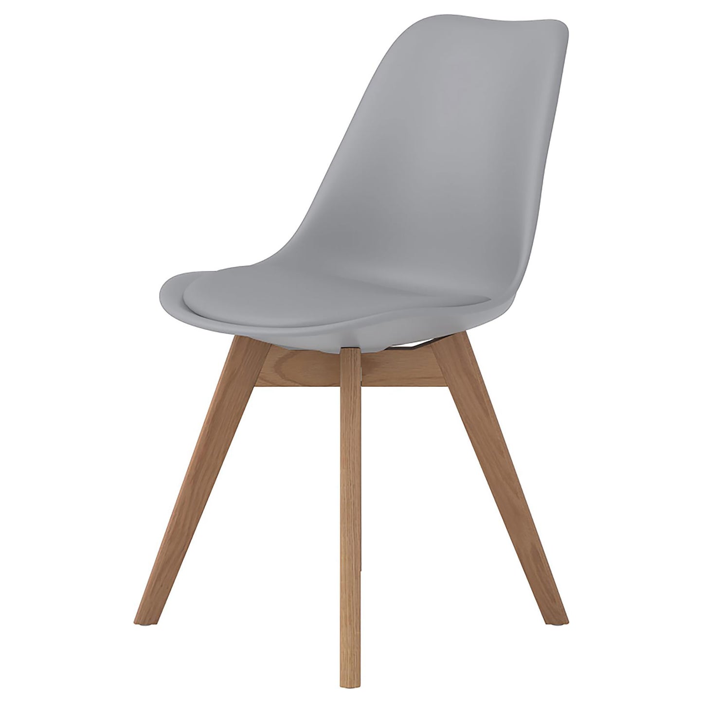 Modern grey ergonomic chair with natural wood legs for home office