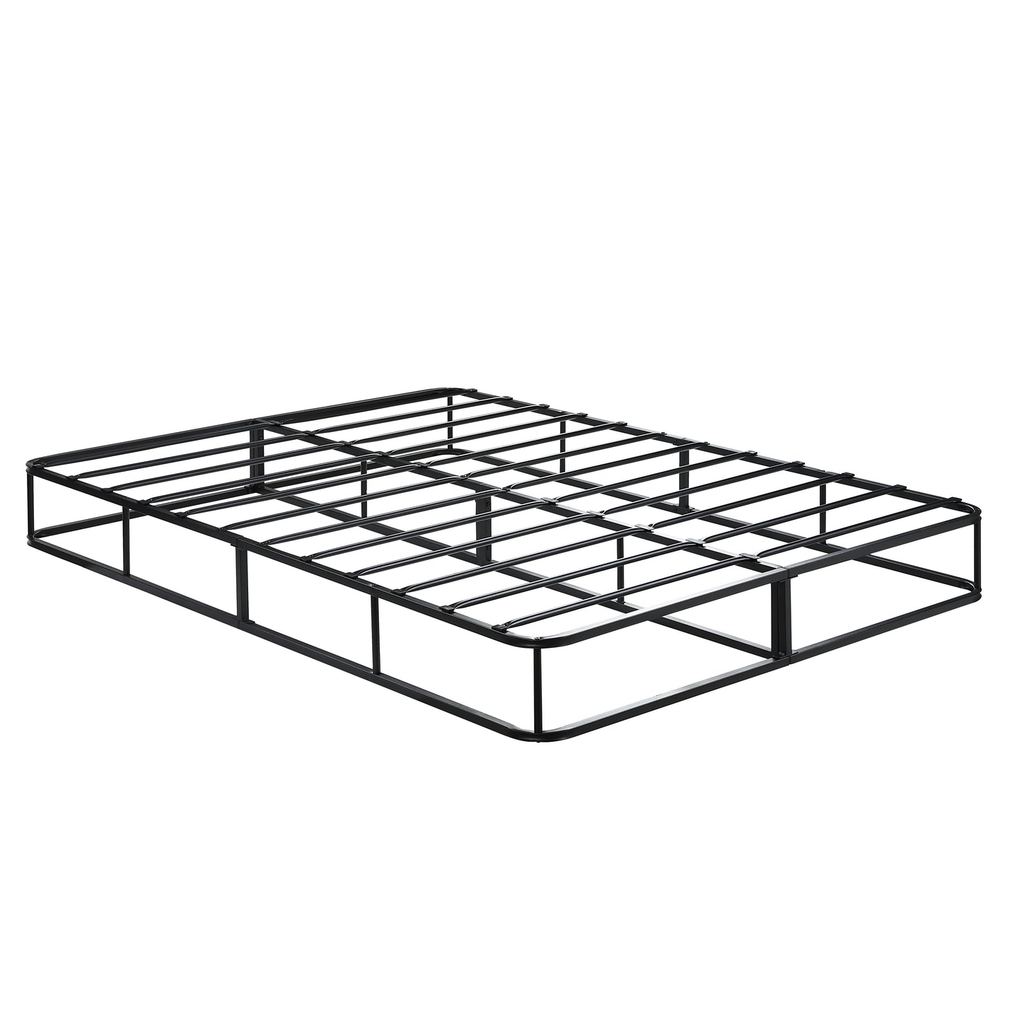 Black metal bed frame with sturdy supportive slats for mattress