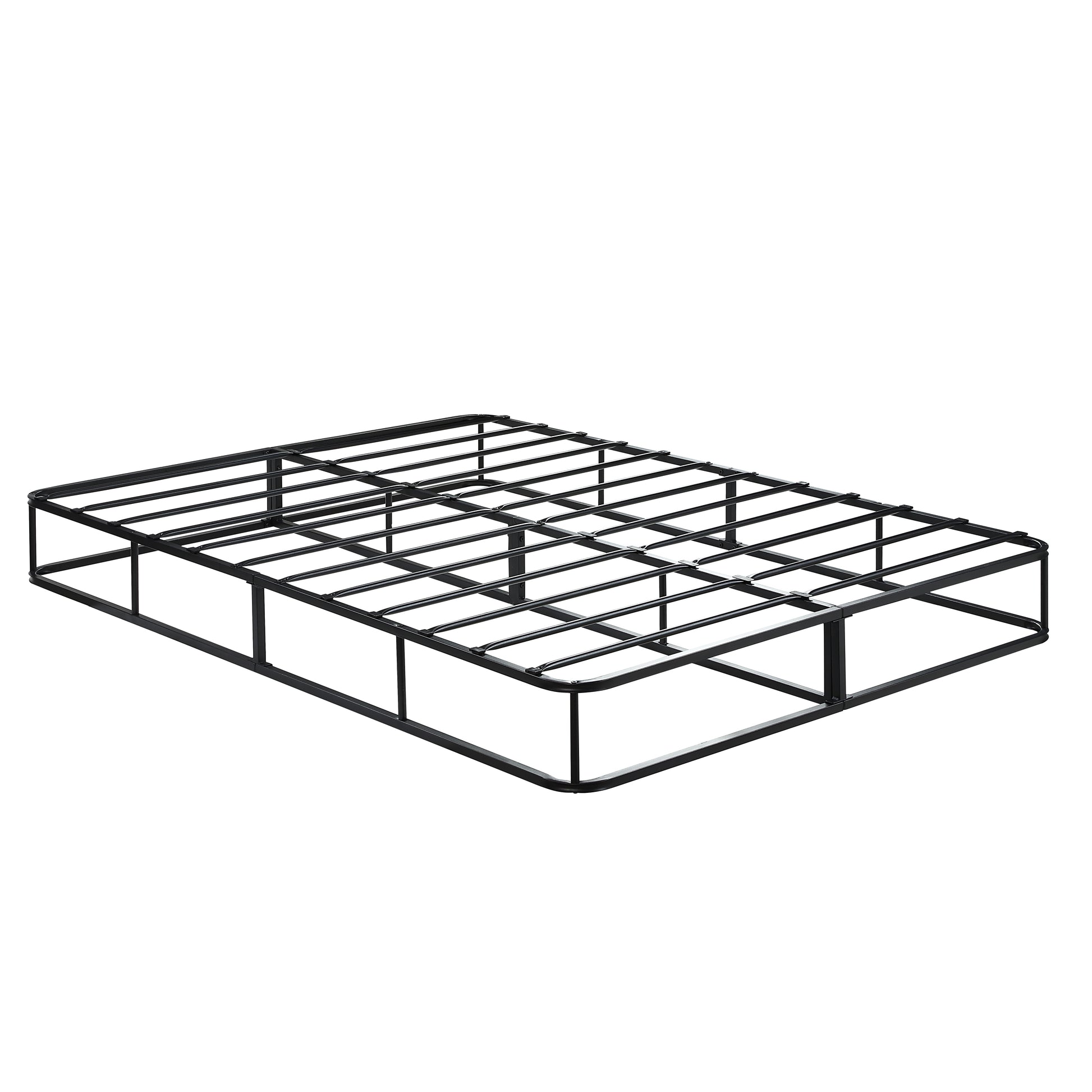 Black metal bed frame with sturdy supportive slats for mattress