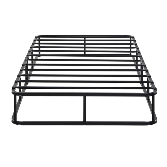Black metal bed frame with a sleek modern design providing robust mattress support