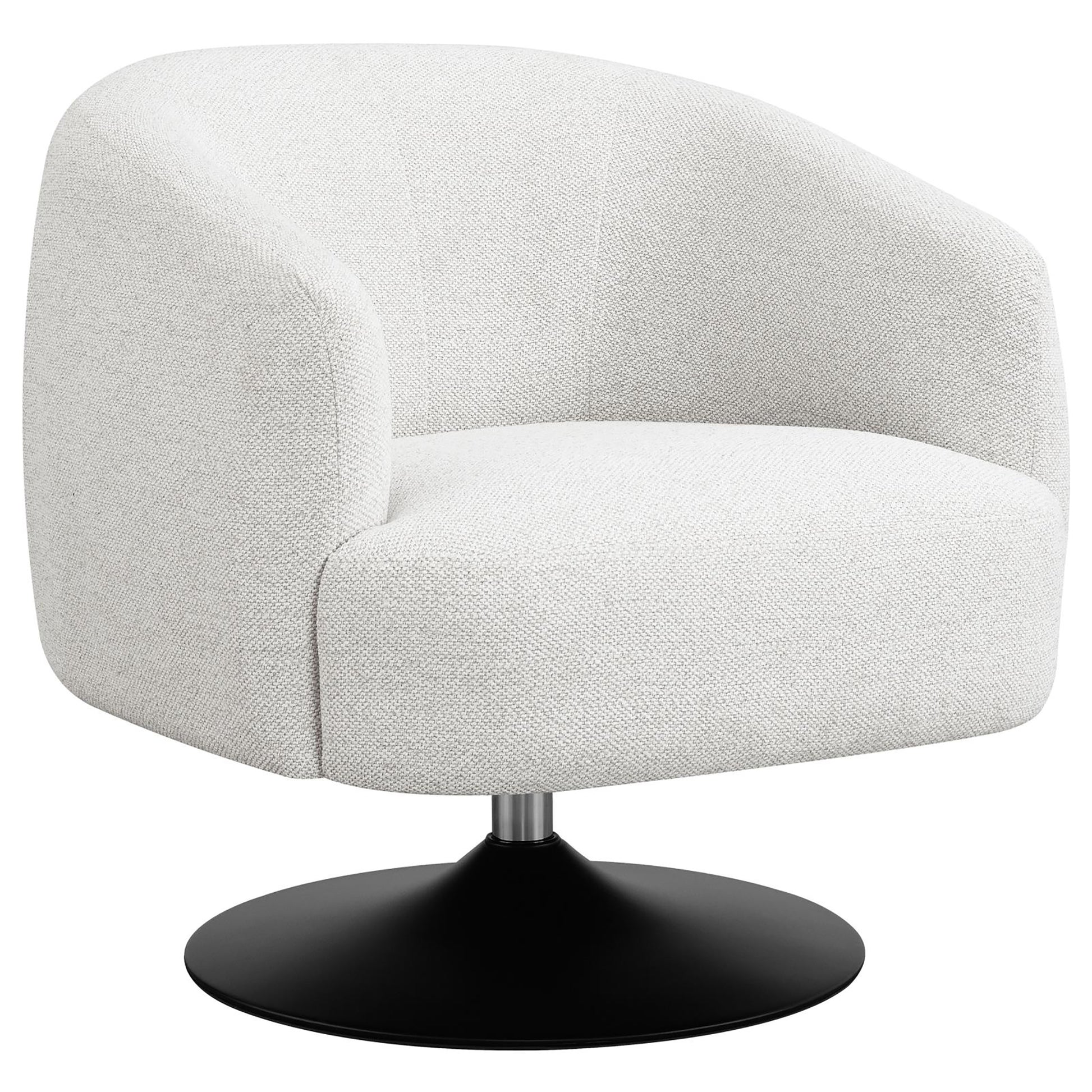 Textured ivory boucle fabric accent chair with a swivel base