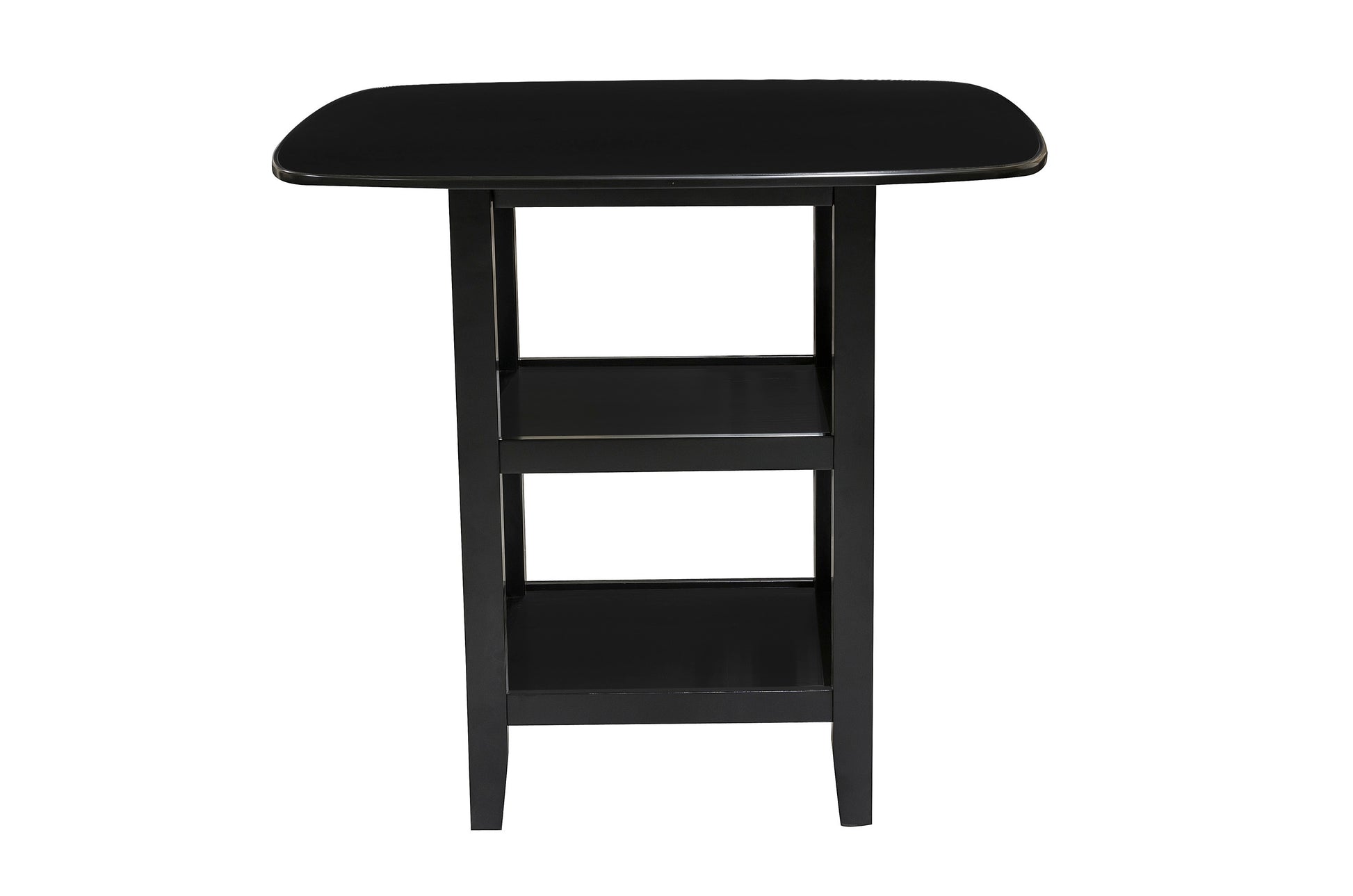 Sleek black accent table with two shelves ideal for small spaces