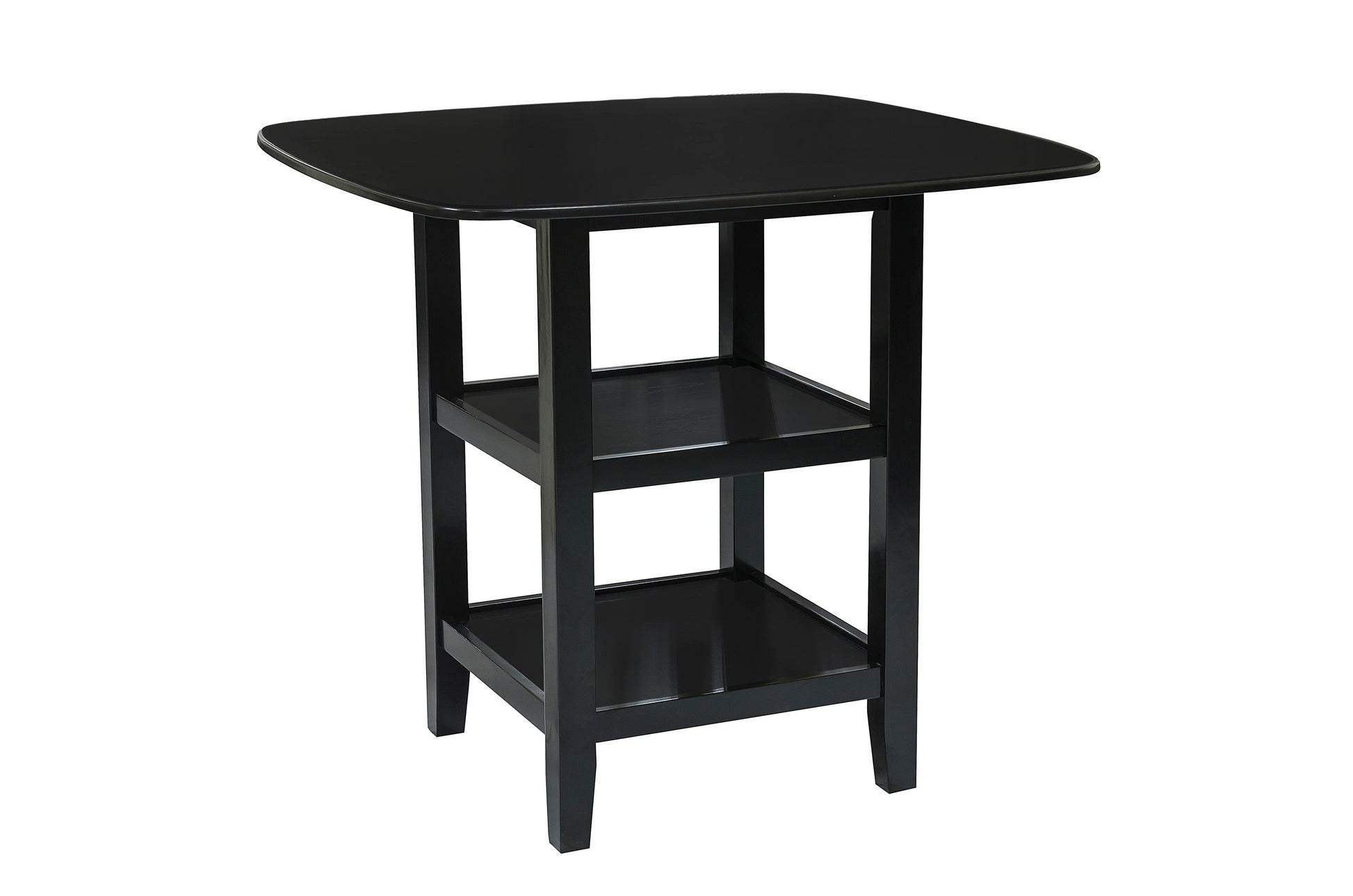 Black wooden accent table with two shelves perfect for small spaces