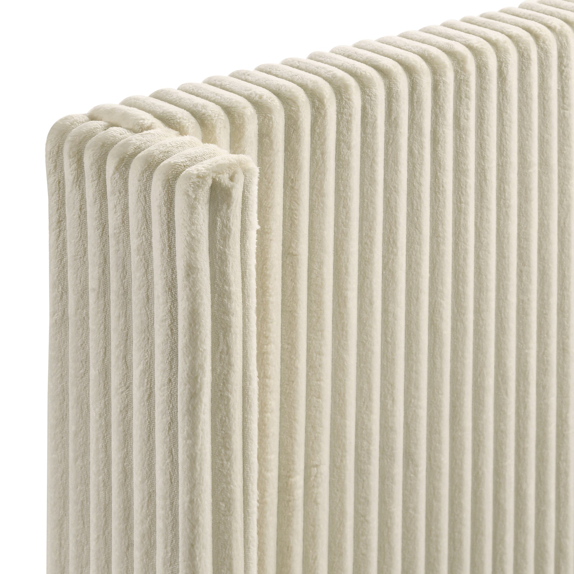 Cream corduroy fabric with plush texture