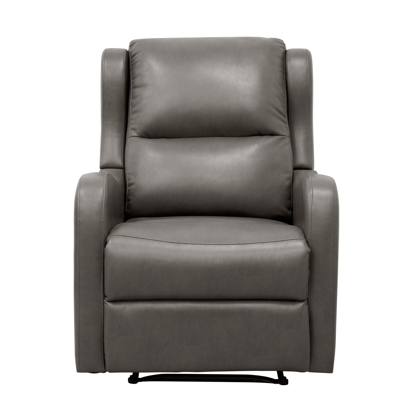 Contemporary grey leather recliner chair with plush cushioning for ultimate comfort and relaxation