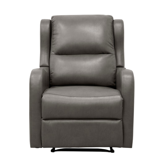 Contemporary grey leather recliner chair with plush cushioning for ultimate comfort and relaxation