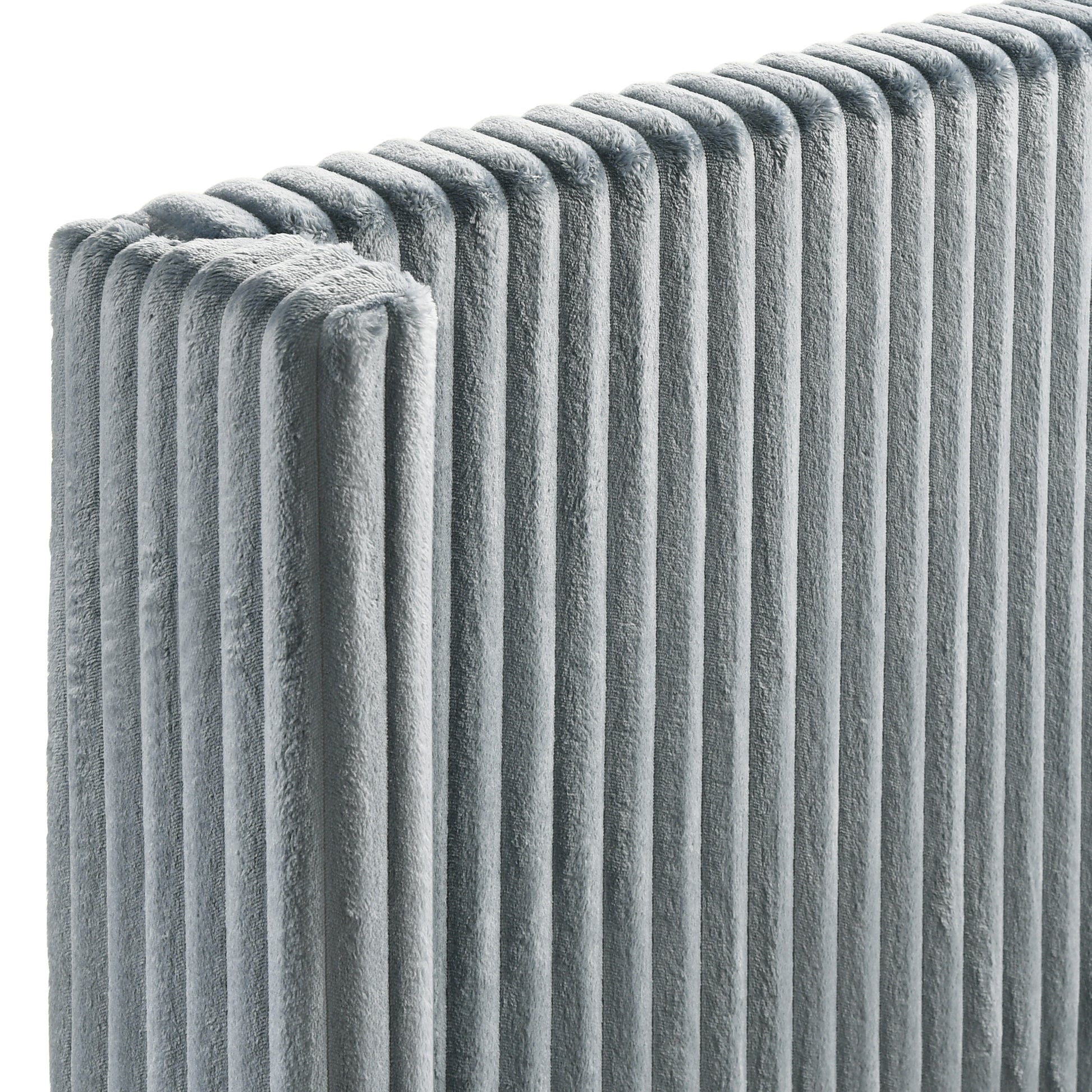 Soft grey corduroy fabric texture closeup