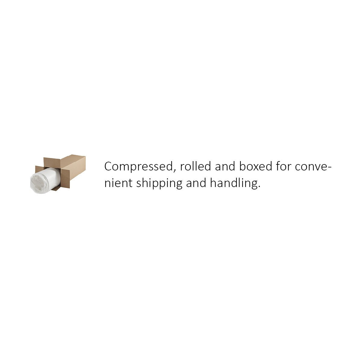 Rolled carpet compressed in a cardboard box for shipping