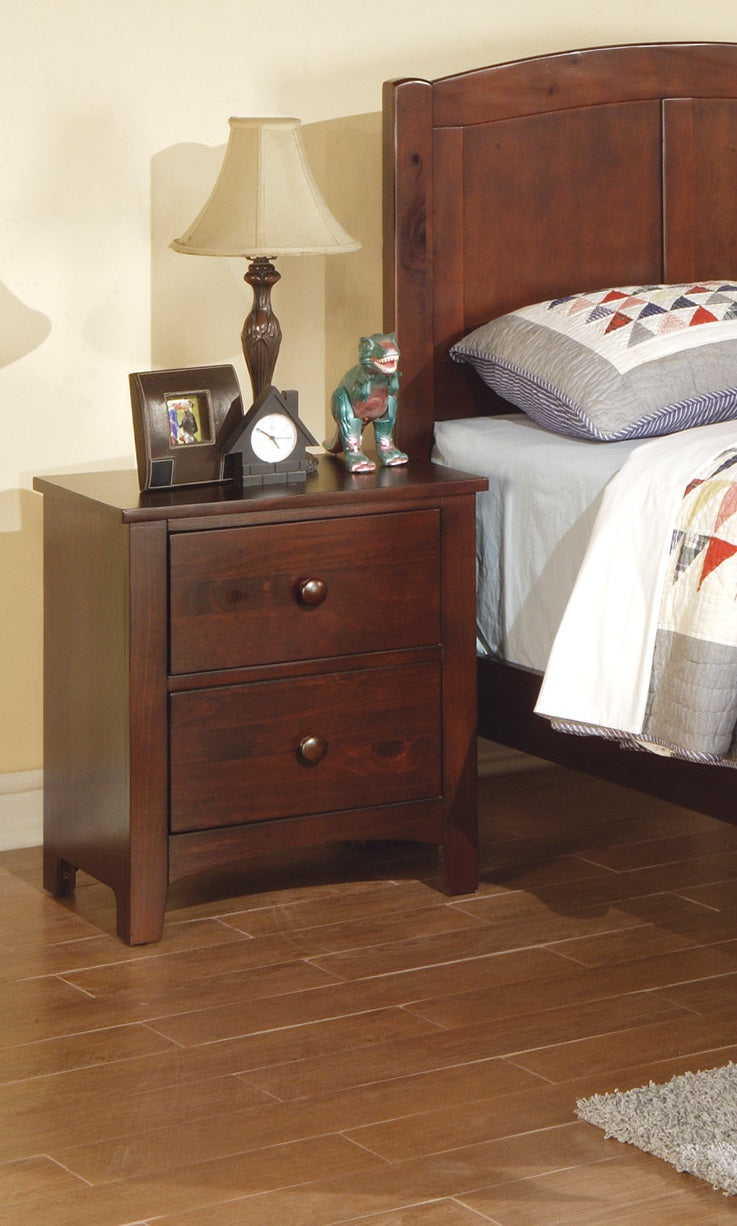 Dark Oak Finish Nightstand with 2 Drawers for Storage