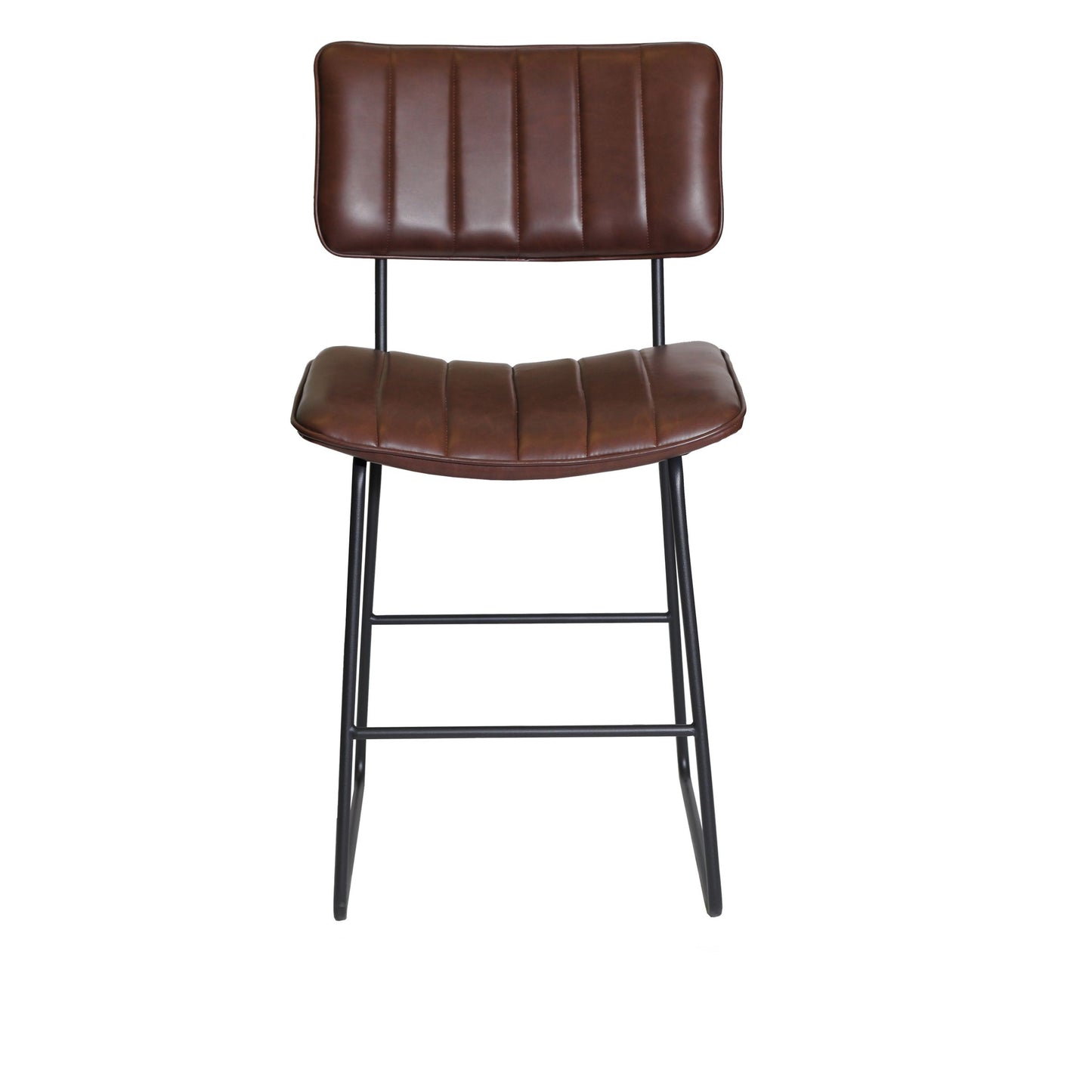 TREATLIFE HOME Counter Stool with Metal Frame and Retro Channel Back Design, Dark Brown