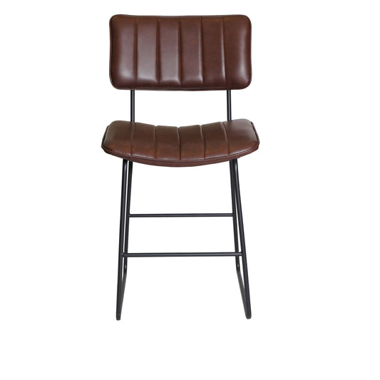 TREATLIFE HOME Counter Stool with Metal Frame and Retro Channel Back Design, Dark Brown