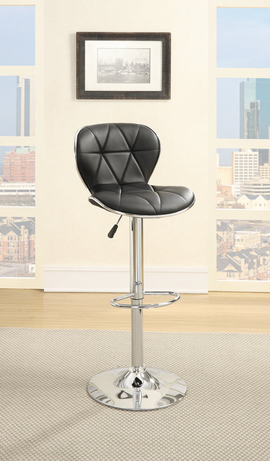 TREATLIFE HOME Adjustable Height Black Faux Leather Stool Set of 2, Chrome Base Kitchen Counter Chairs, Modern Design